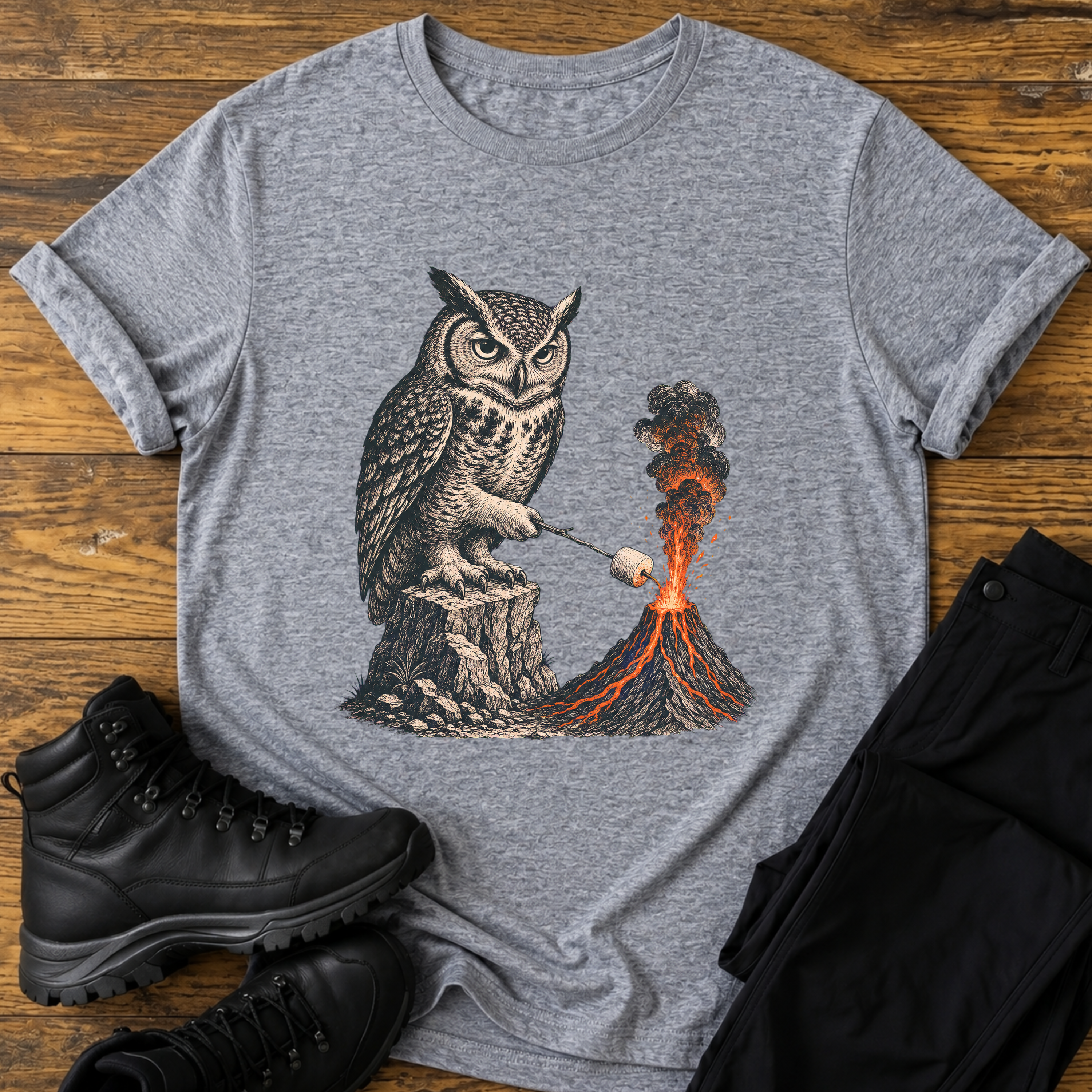 Eule am Vulkan T-Shirt