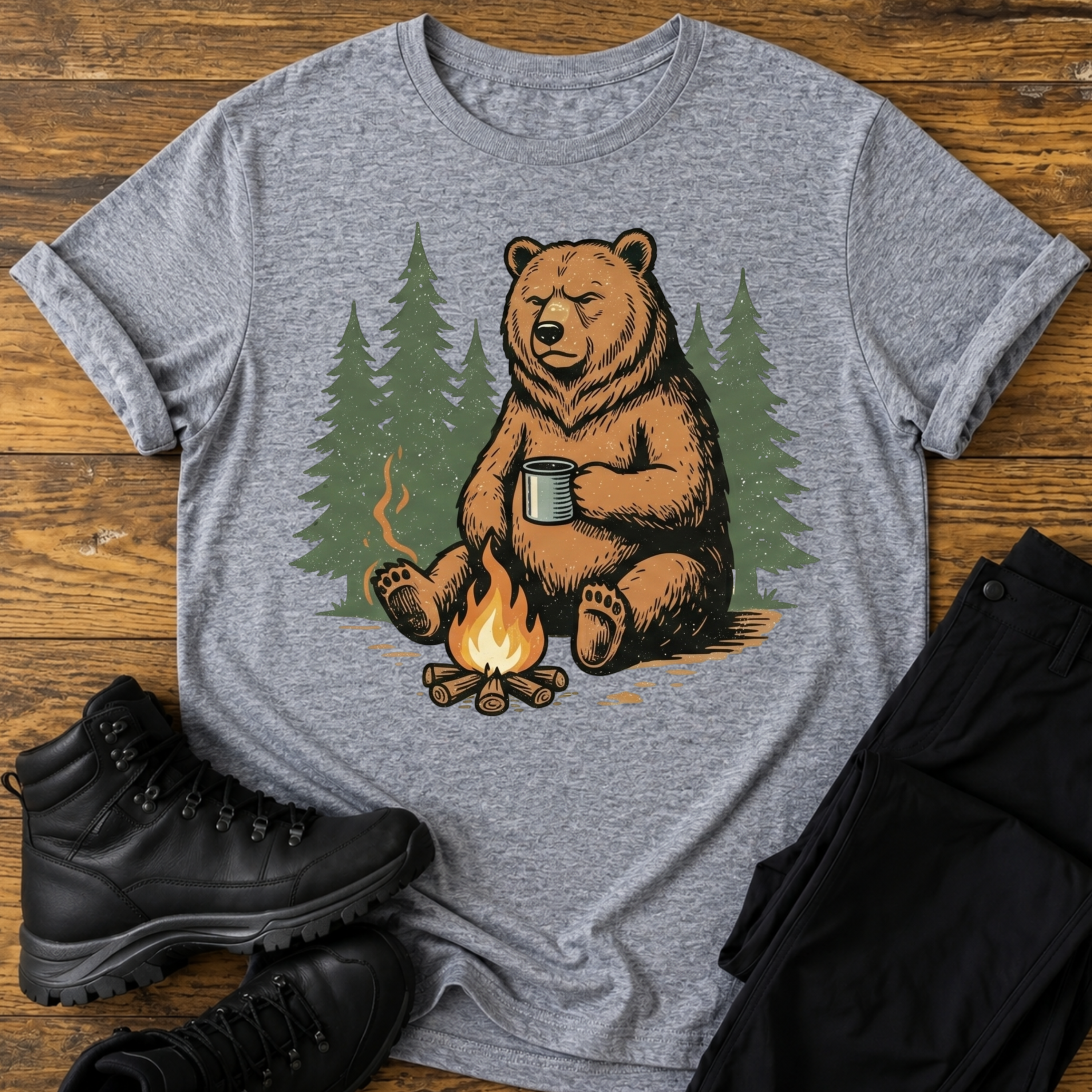 Bär am Lagerfeuer T-Shirt