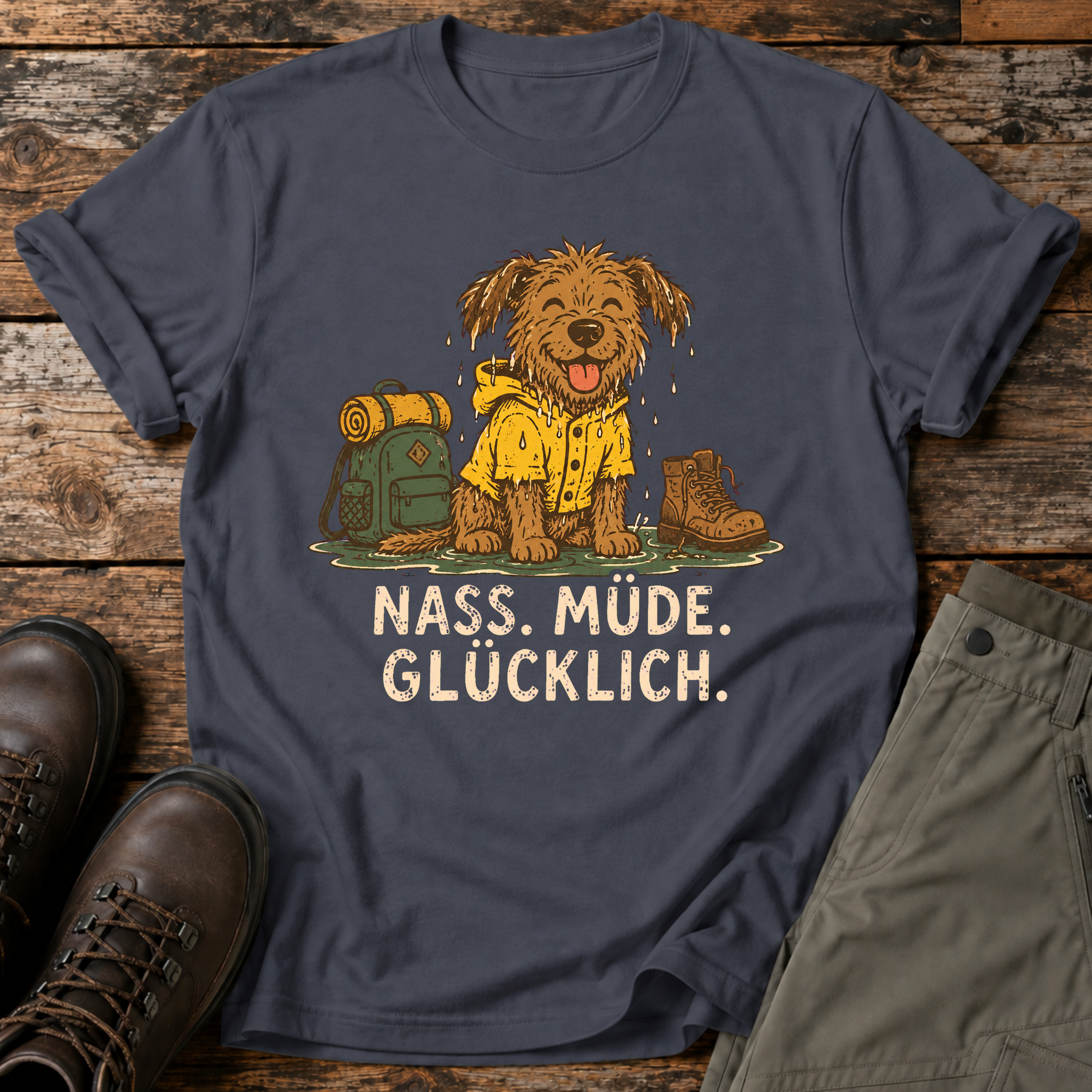 Nass. Müde. Glücklich. T-shirt
