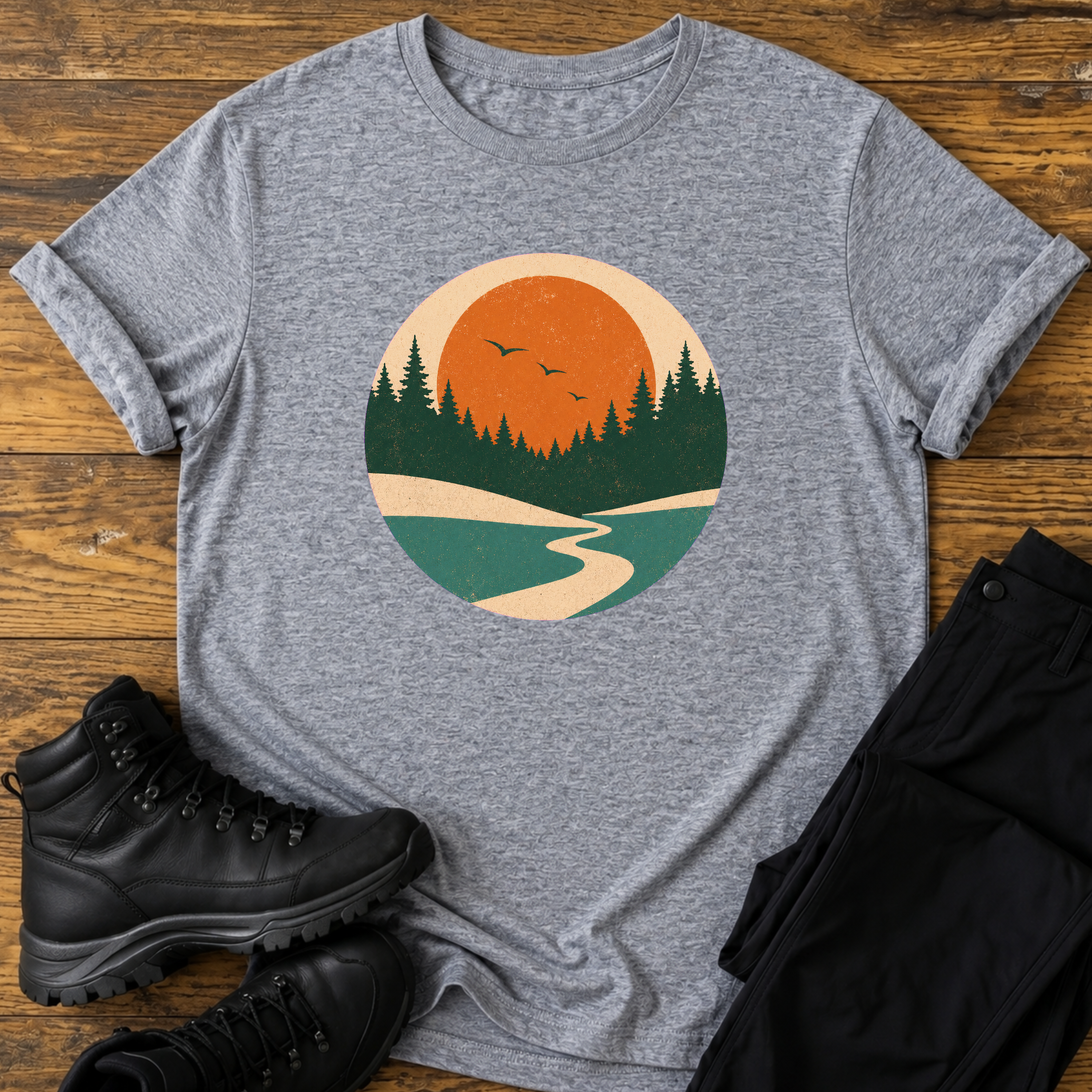 Flusslauf ins Abendlicht T-Shirt