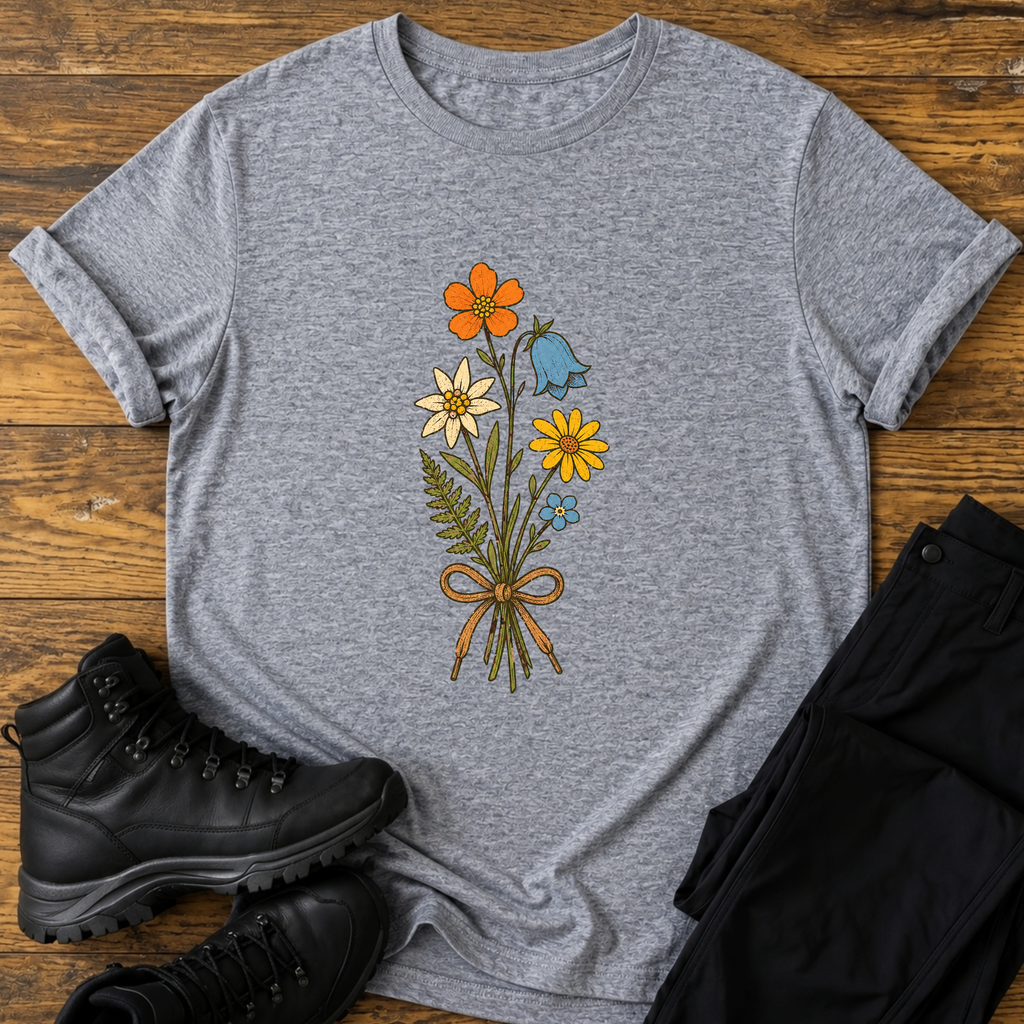 Alpenblumen-Strauß mit Schnürsenkel T-Shirt