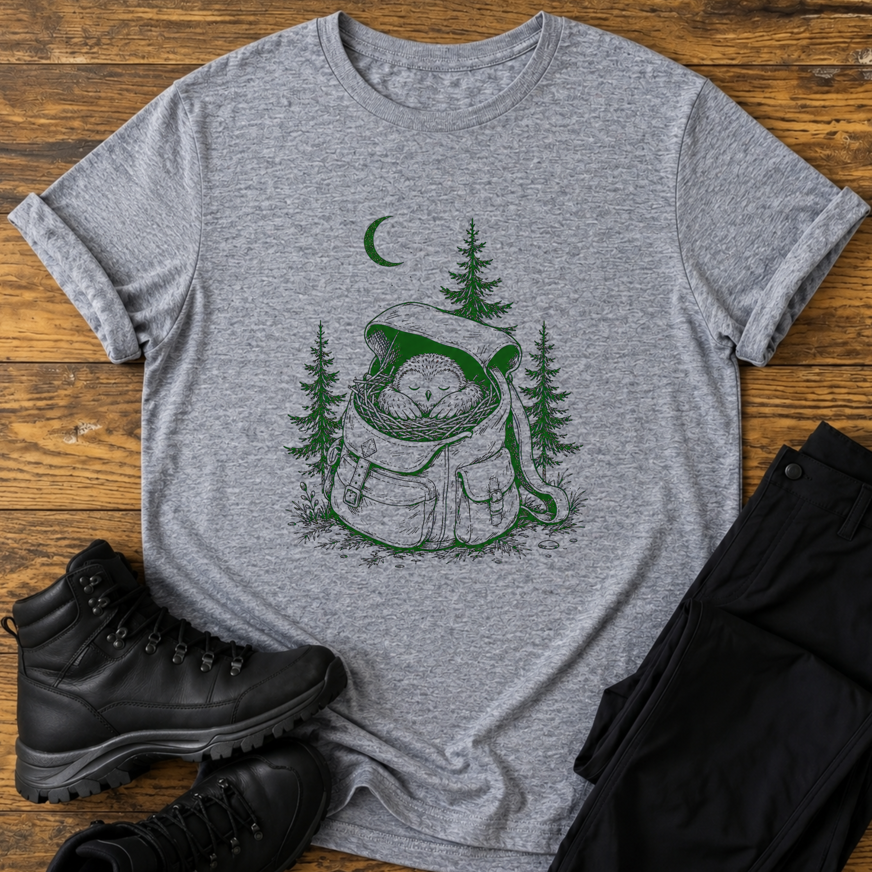 Schlafende Rucksack-Eule T-Shirt