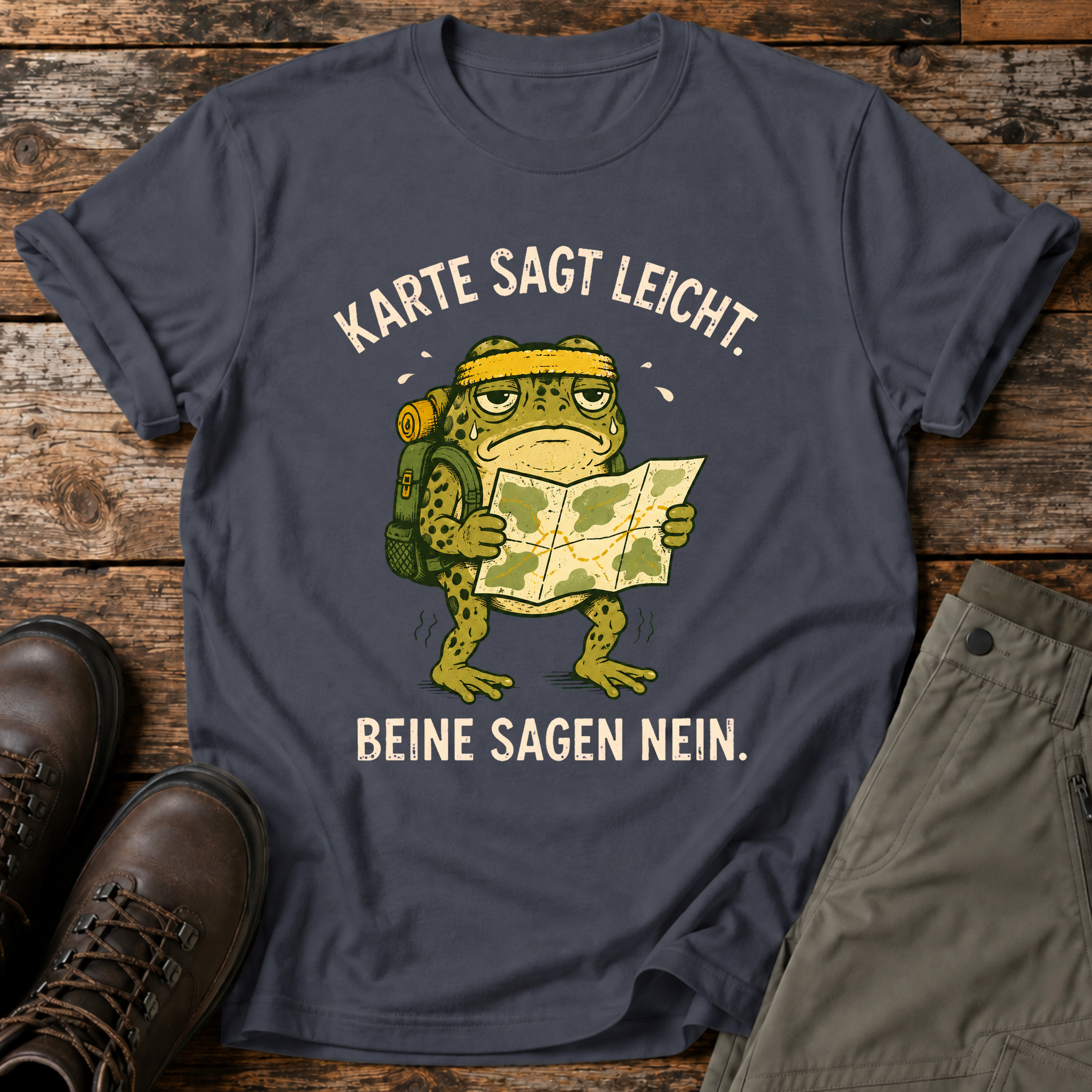Karte sagt leicht. Beine sagen nein. T-shirt