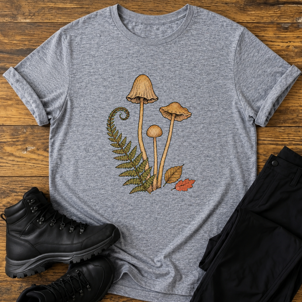Herbstliche Waldpilze & Farn T-Shirt