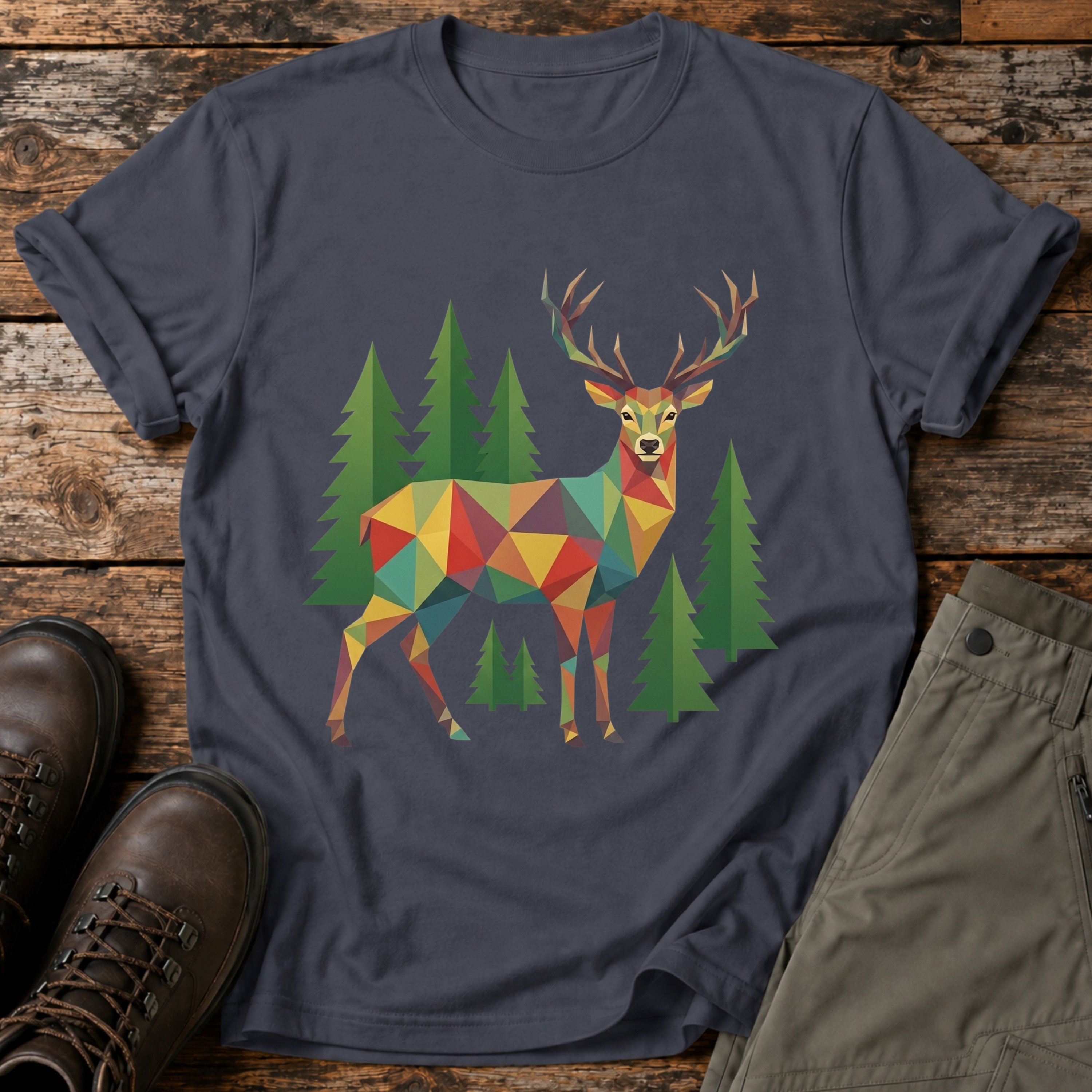 Poly Hirsch im Wald T-shirt