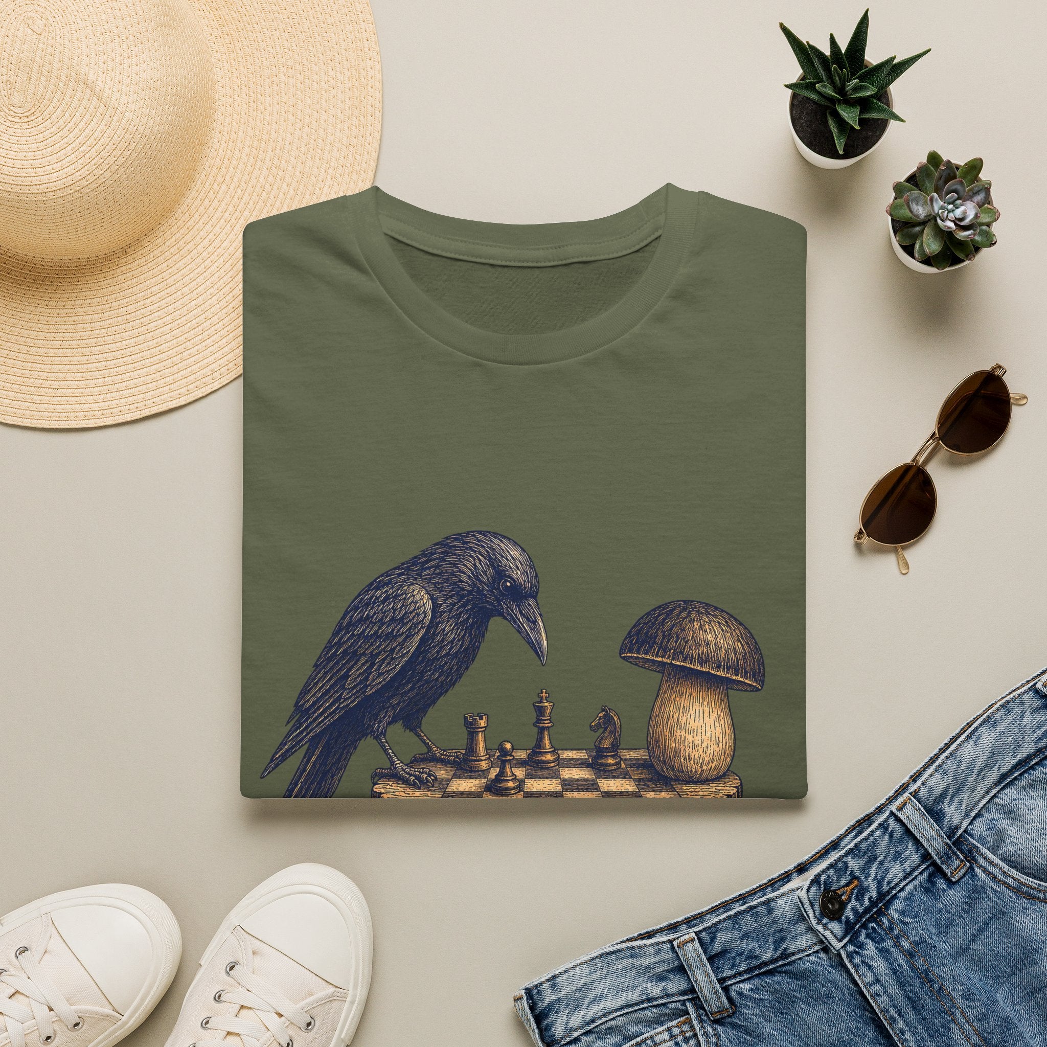 krähe gegen Pilz T-Shirt