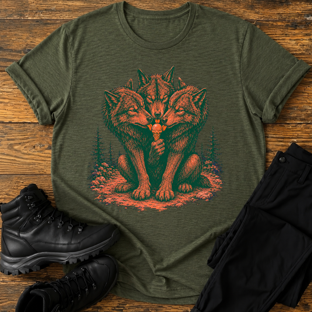 Drei Wölfe, ein Eis T-Shirt