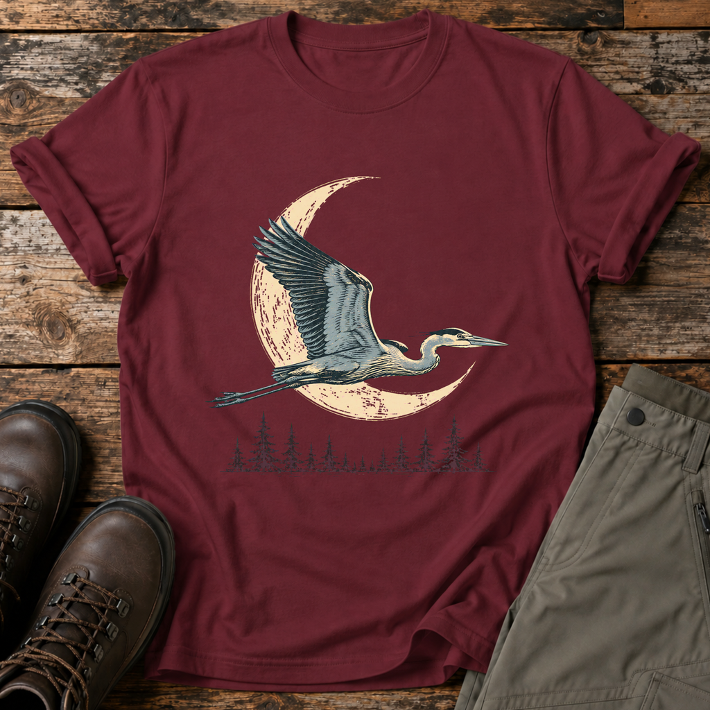 Reiher im Mondschein T-shirt