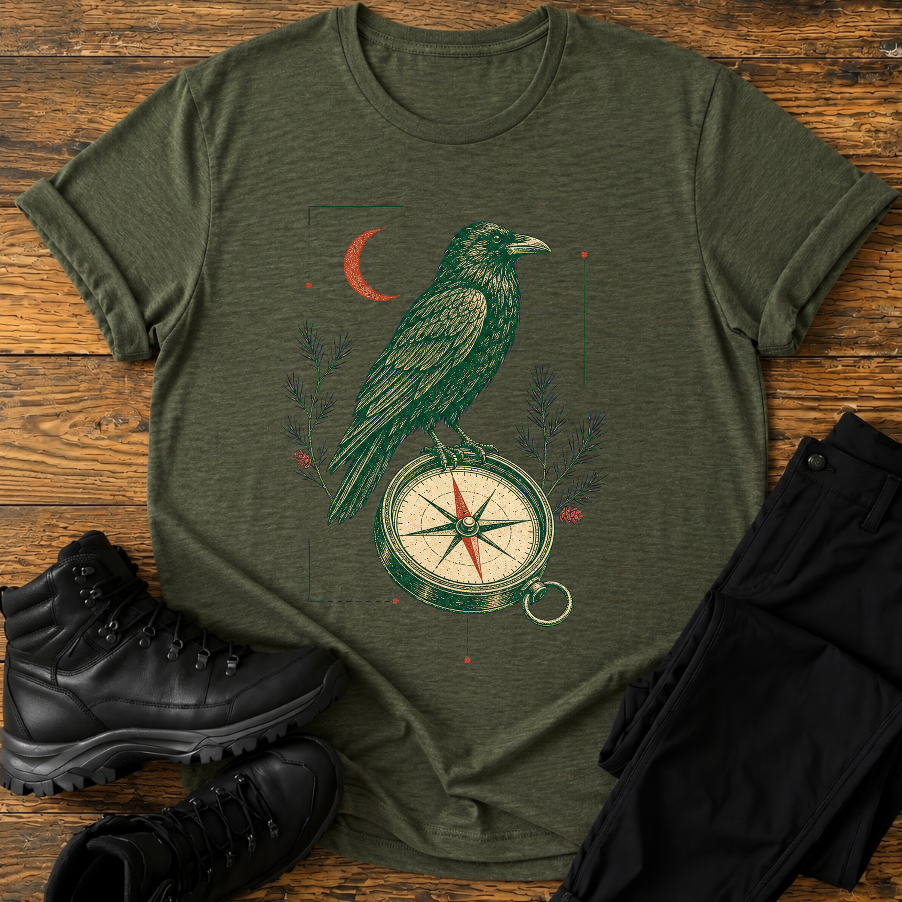 Der Kompass-Rabe T-Shirt