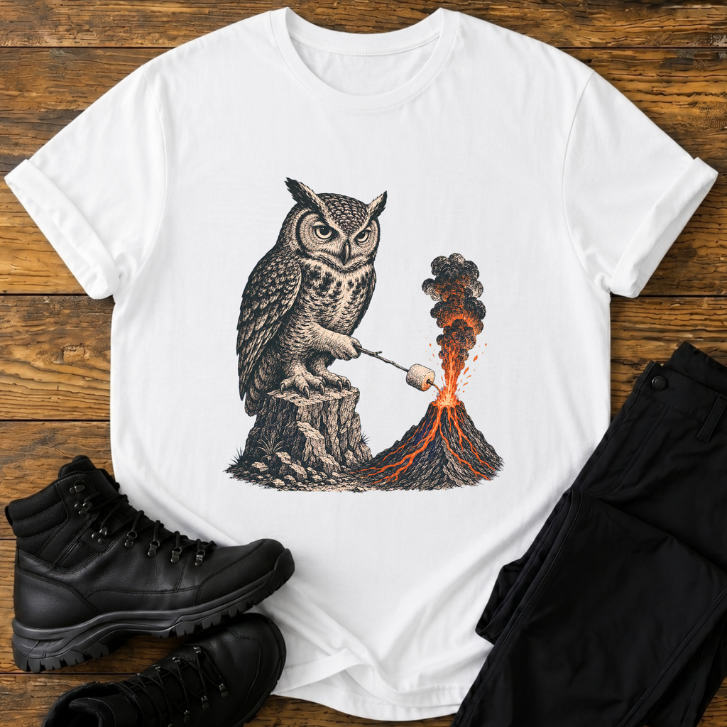 Eule am Vulkan T-Shirt