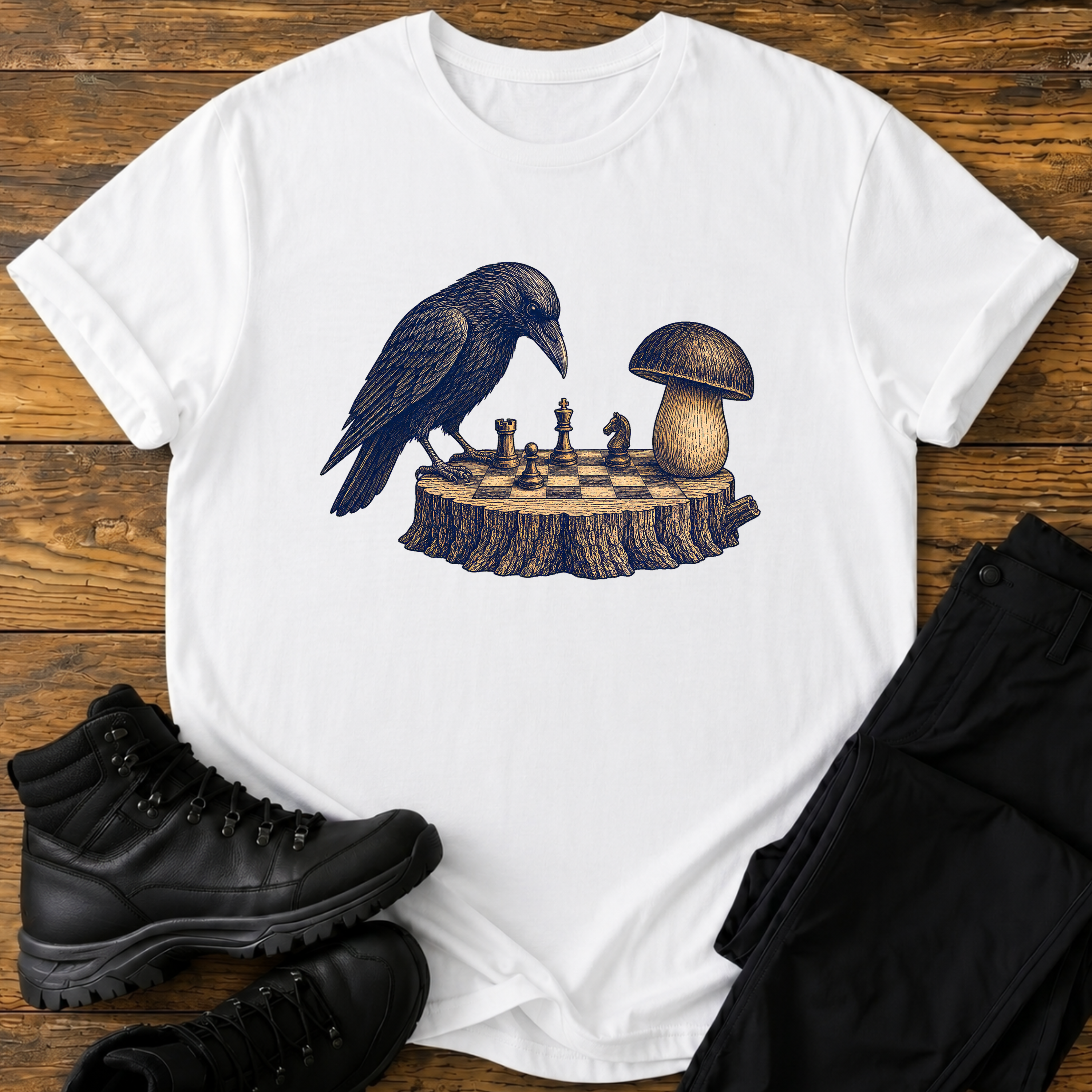 krähe gegen Pilz T-Shirt