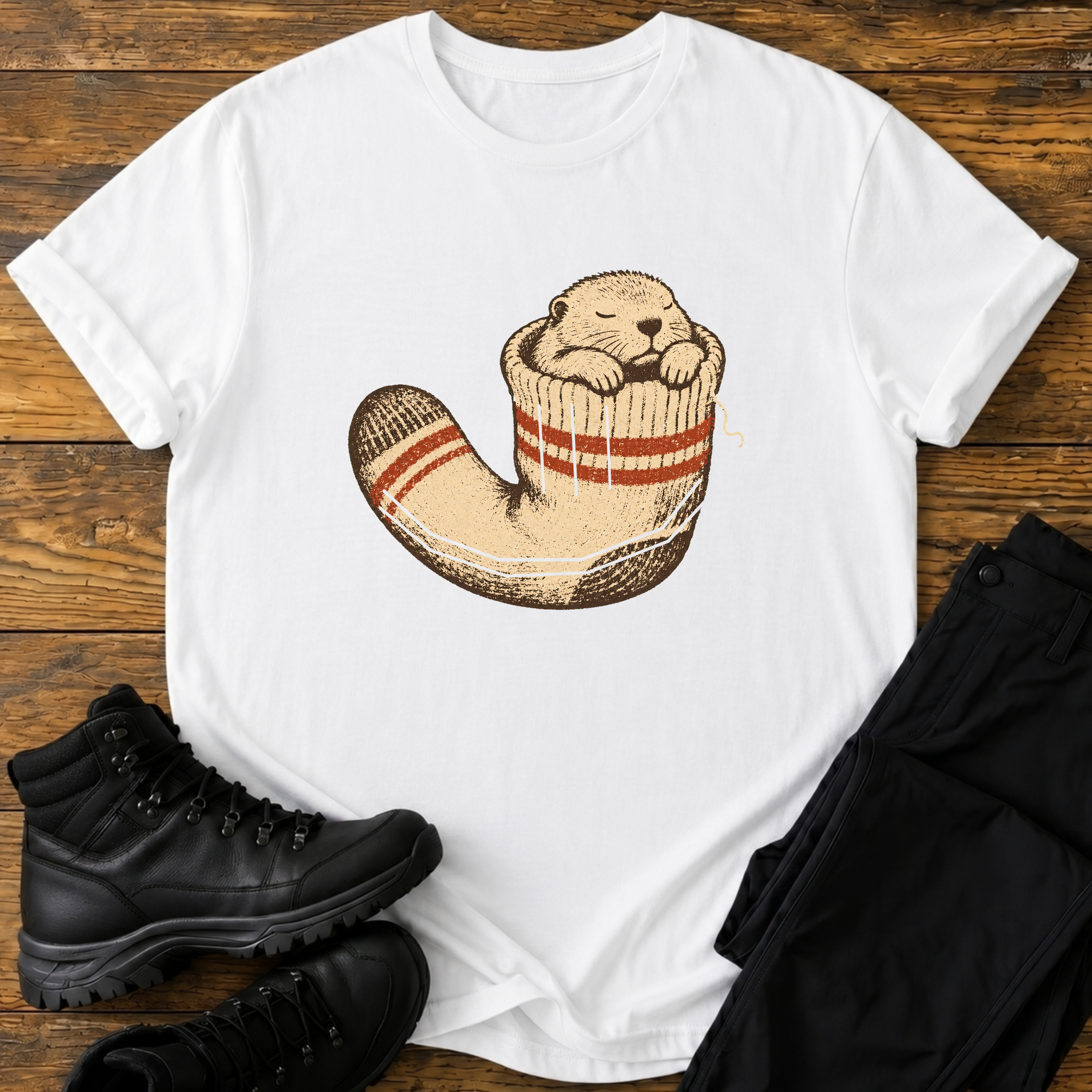 Murmeltier in Wandersocke T-Shirt