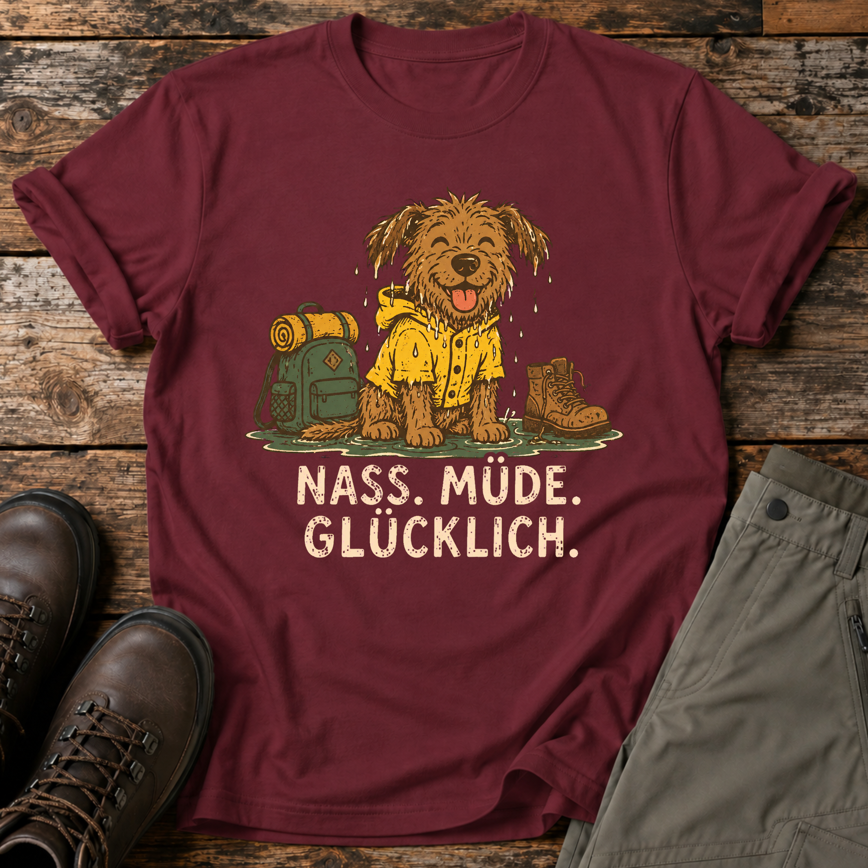 Nass. Müde. Glücklich. T-shirt