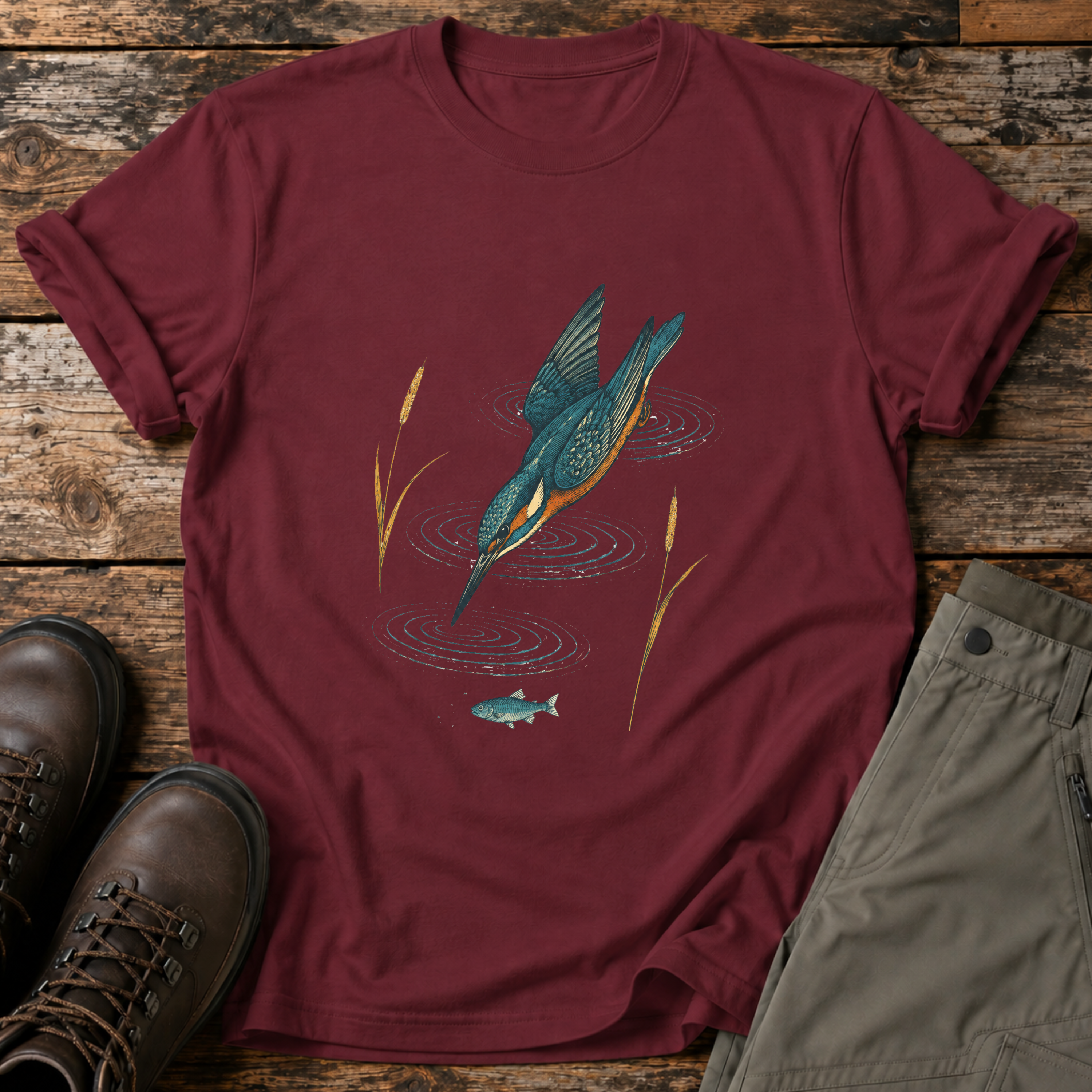 Eisvogel beim Sturzflug T-shirt