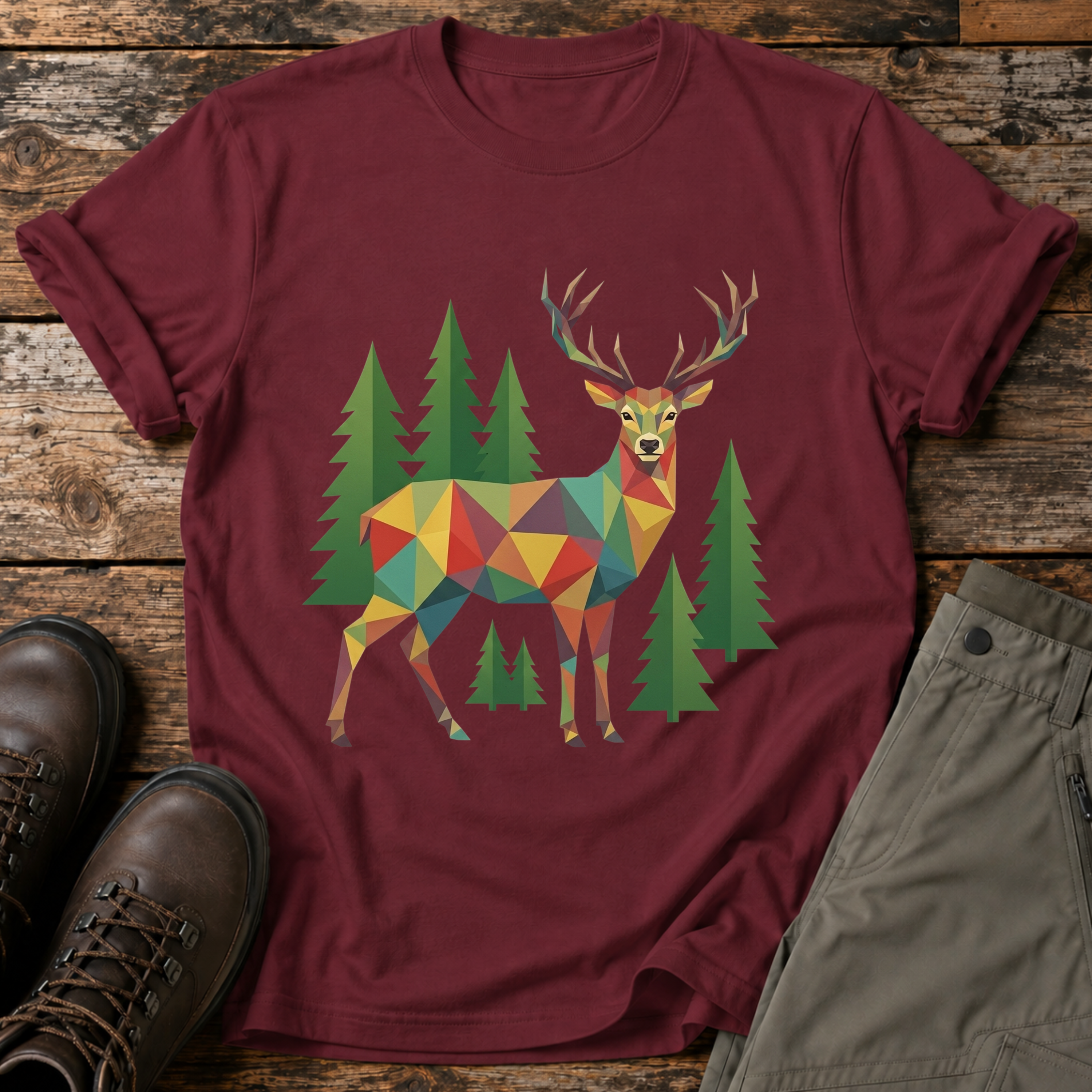 Poly Hirsch im Wald T-shirt