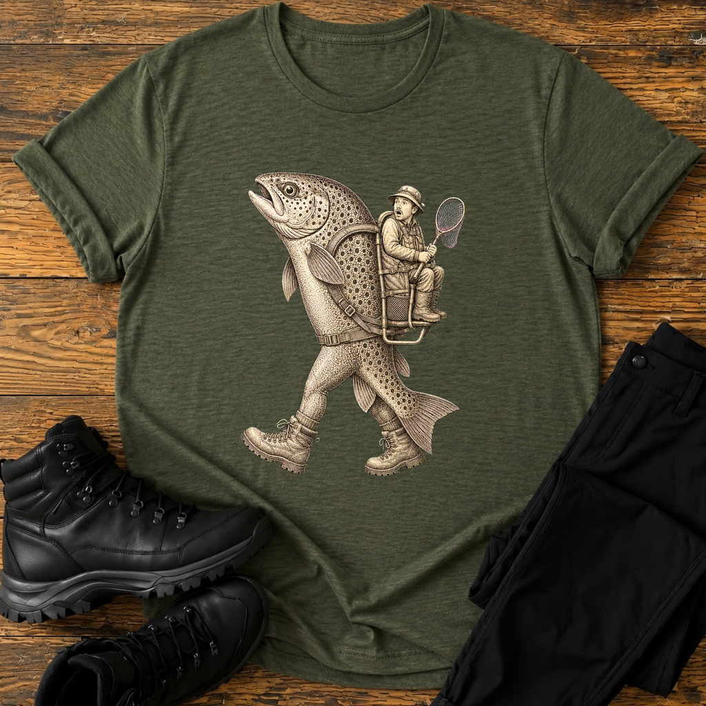 Fisch trägt Angler T-Shirt