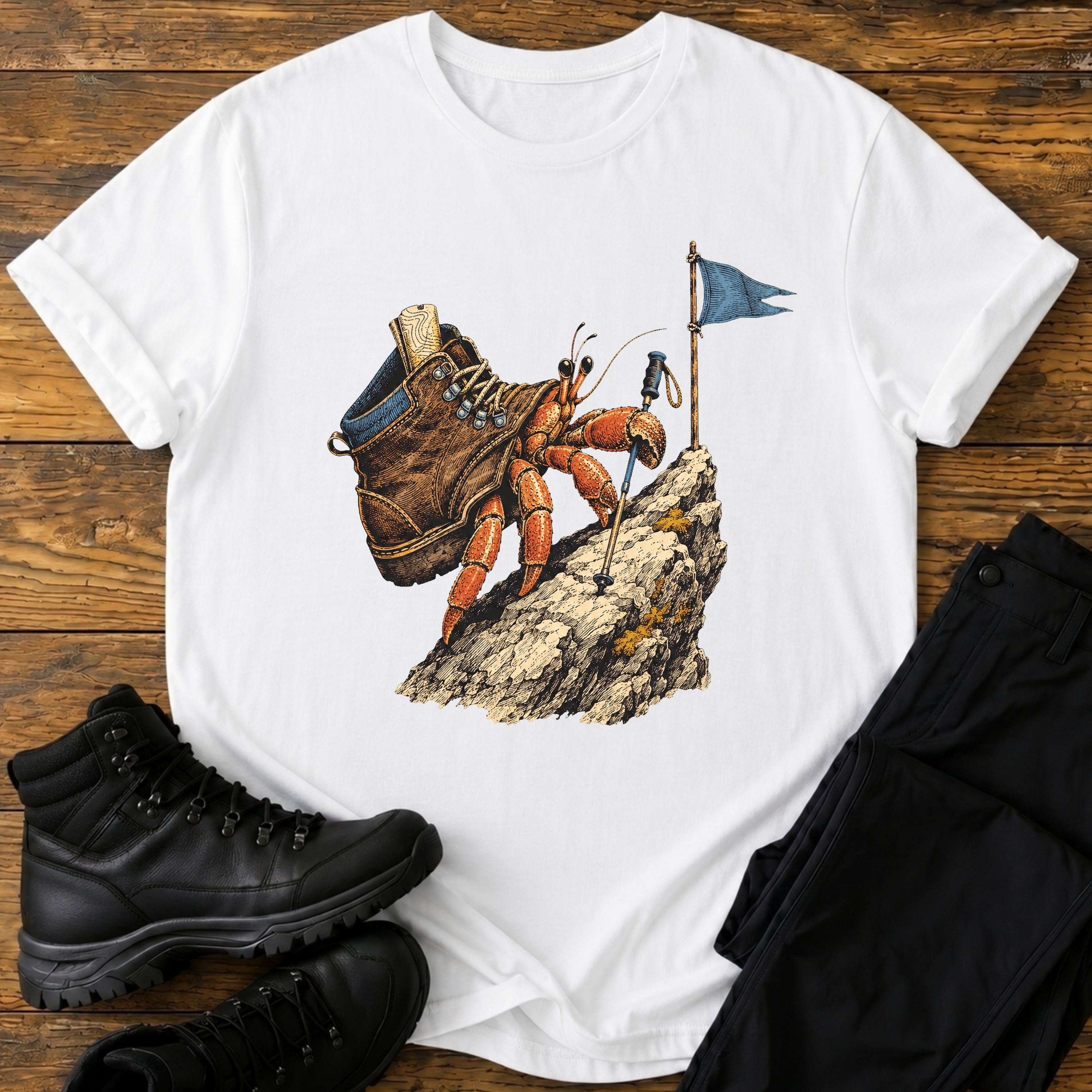 krebs im Wanderschuh T-Shirt