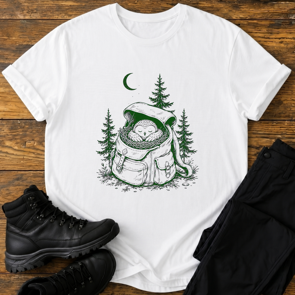 Schlafende Rucksack-Eule T-Shirt