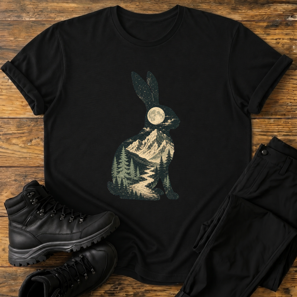 Hasen-Silhouette mit Berg T-Shirt