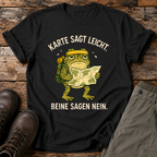 Karte sagt leicht. Beine sagen nein. T-shirt