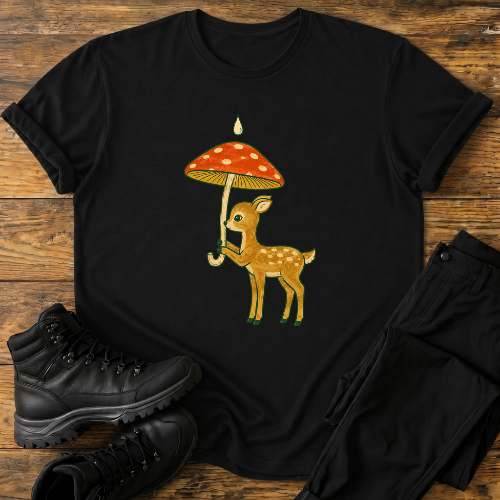 Kleines Reh mit Regenschirm T-Shirt