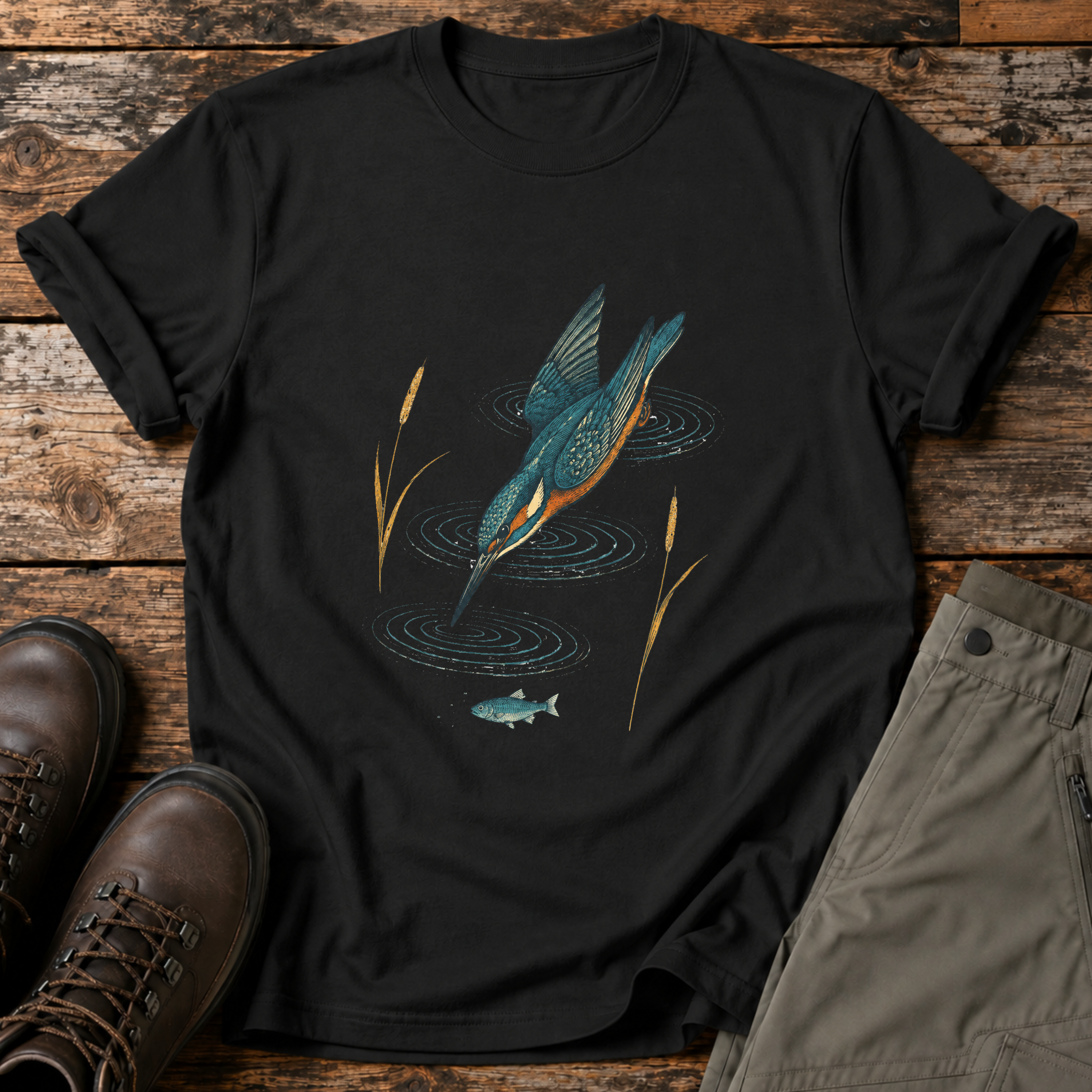 Eisvogel beim Sturzflug T-shirt