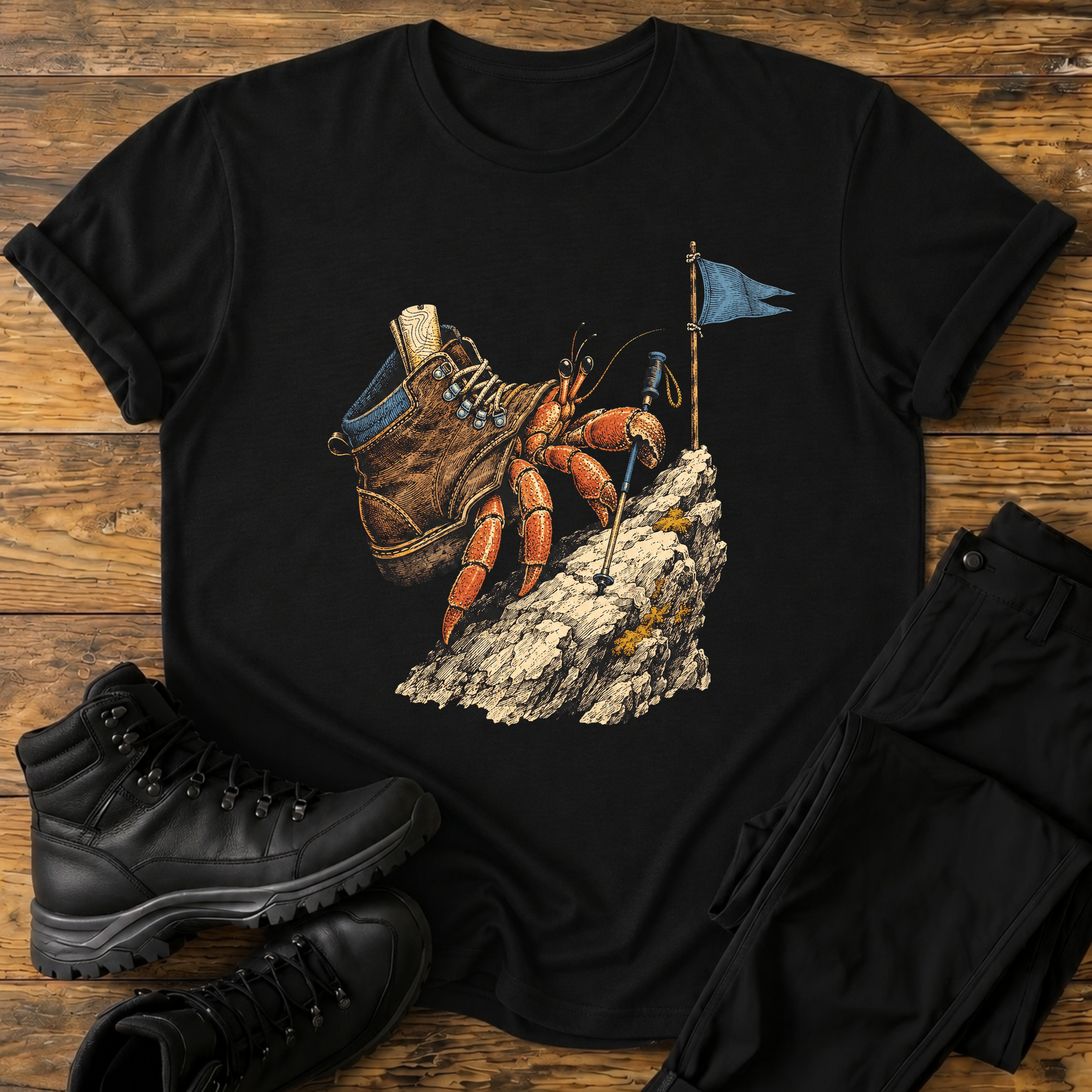 krebs im Wanderschuh T-Shirt