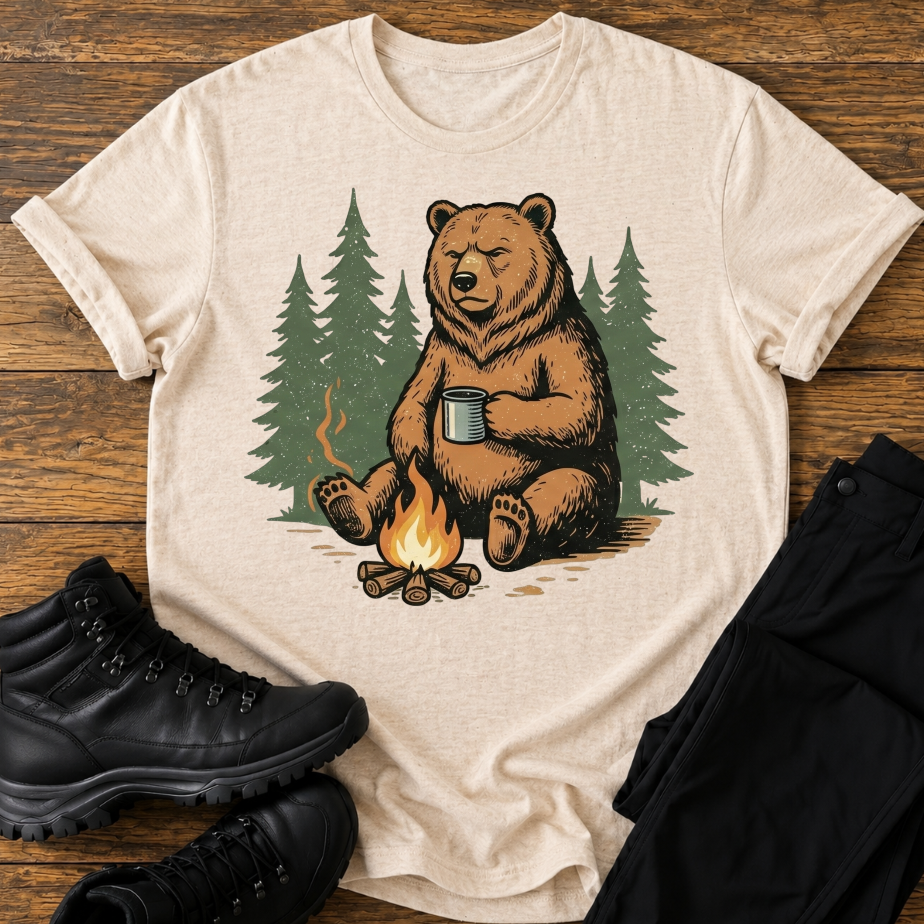 Bär am Lagerfeuer T-Shirt