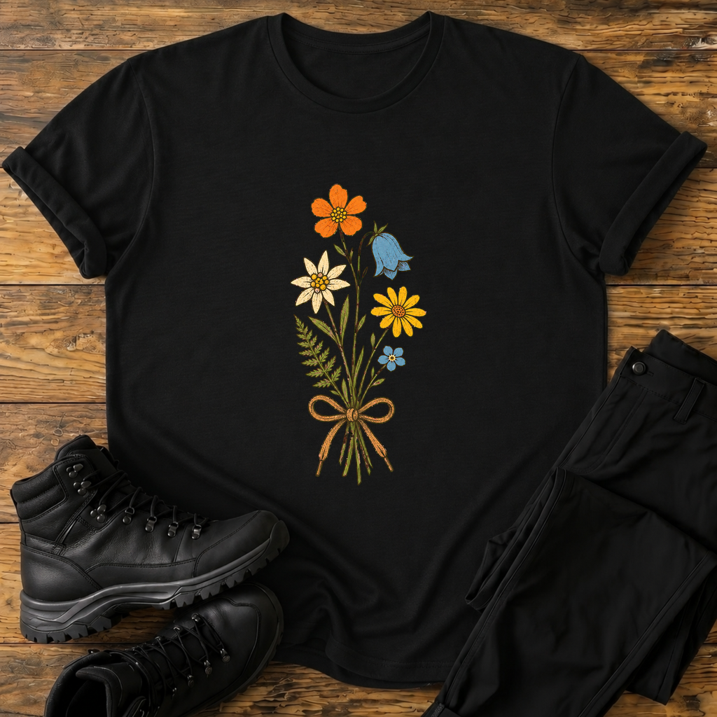 Alpenblumen-Strauß mit Schnürsenkel T-Shirt