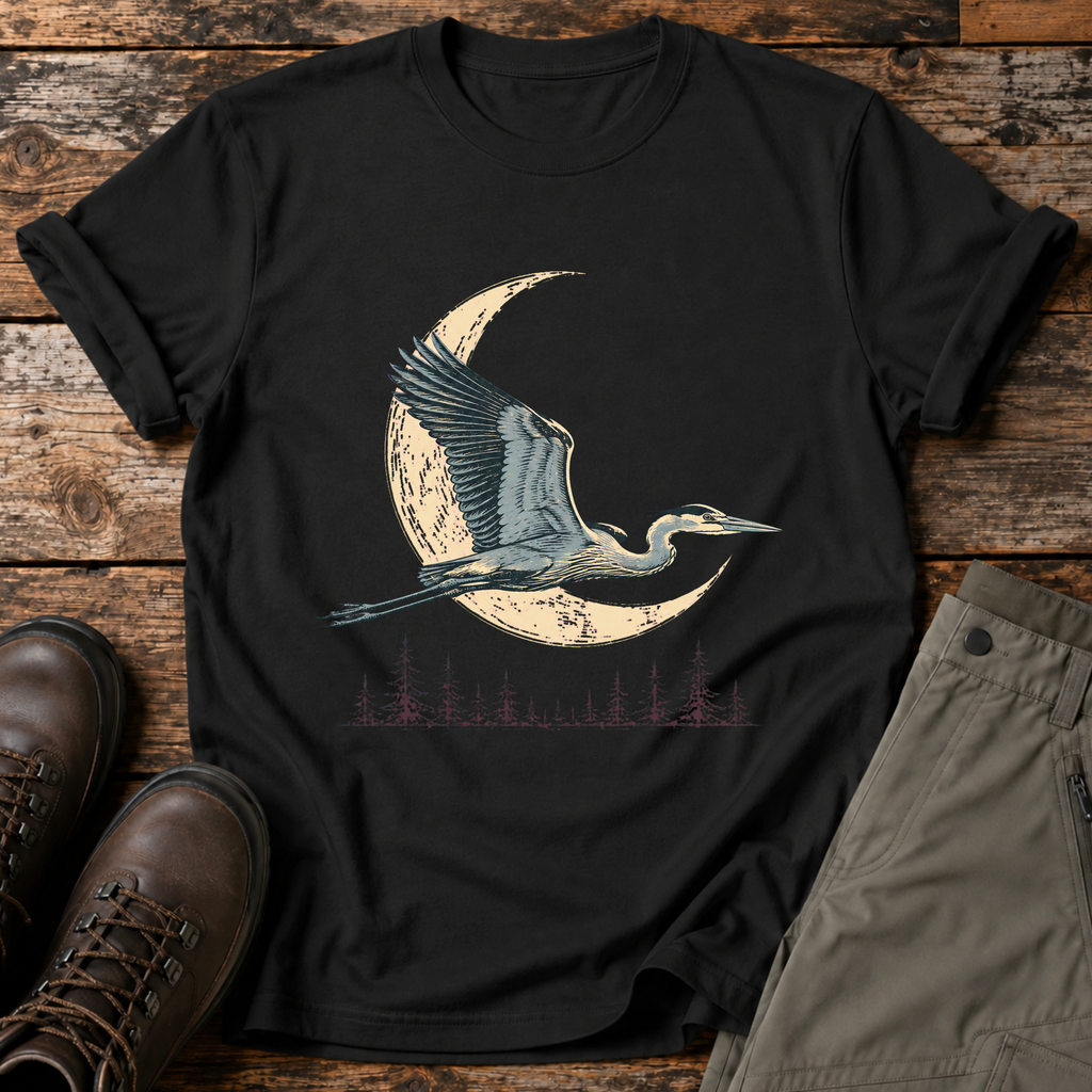 Reiher im Mondschein T-shirt