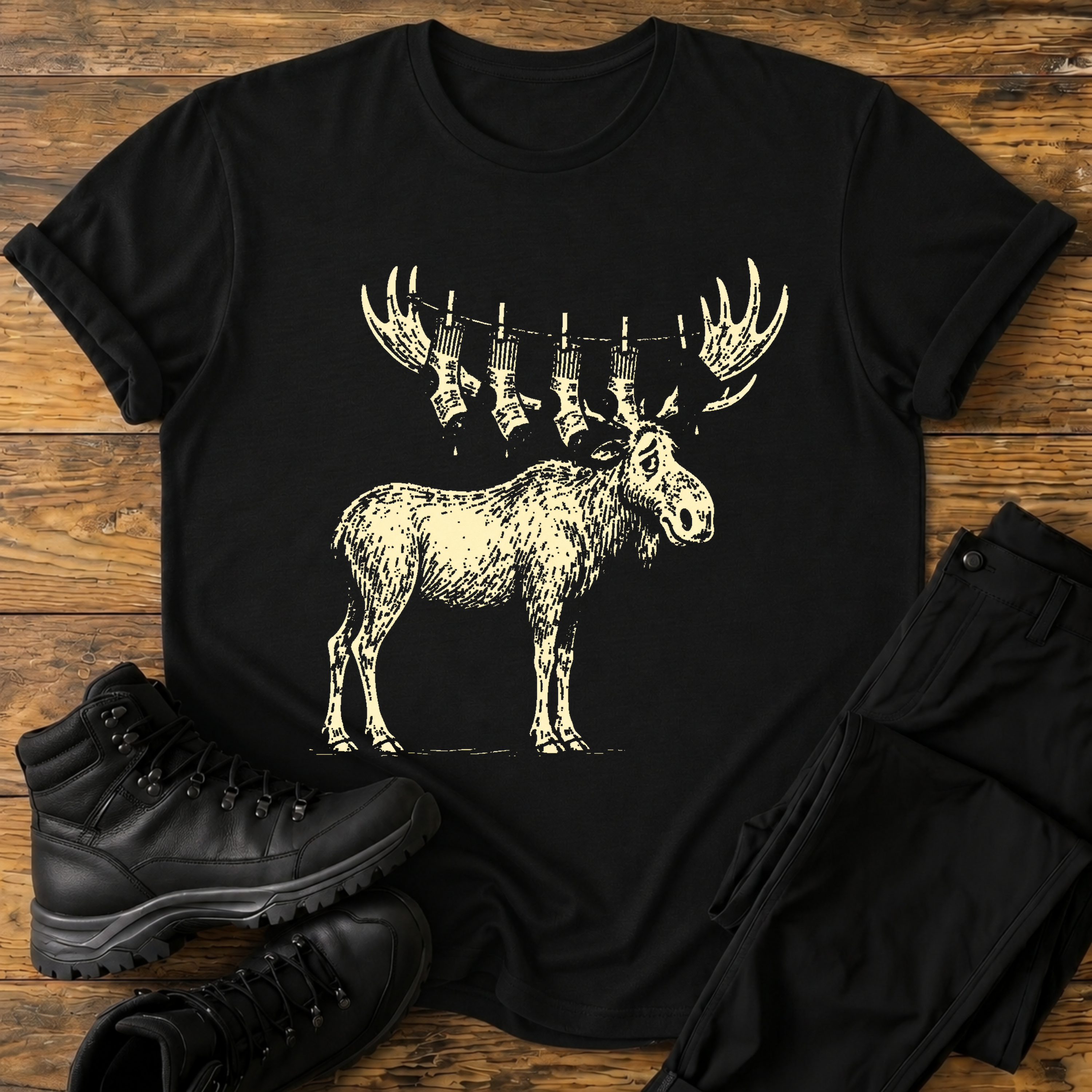 Der Wäscheleinen-Elch T-Shirt