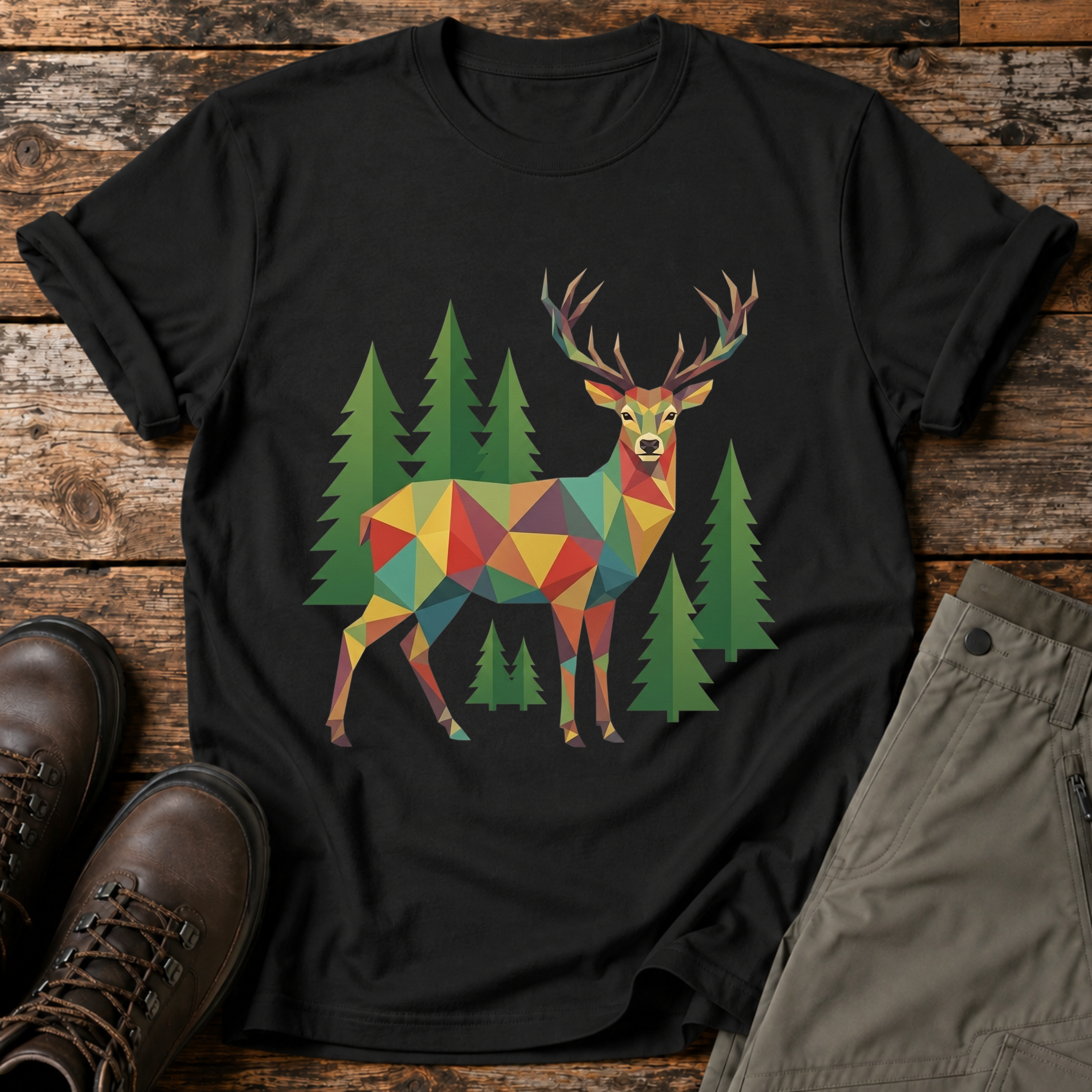 Poly Hirsch im Wald T-shirt