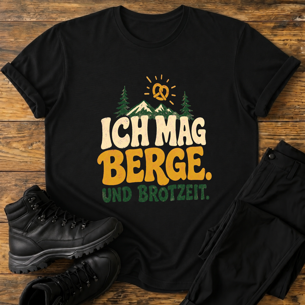 Ich mag berge. und brotzeit. T-Shirt