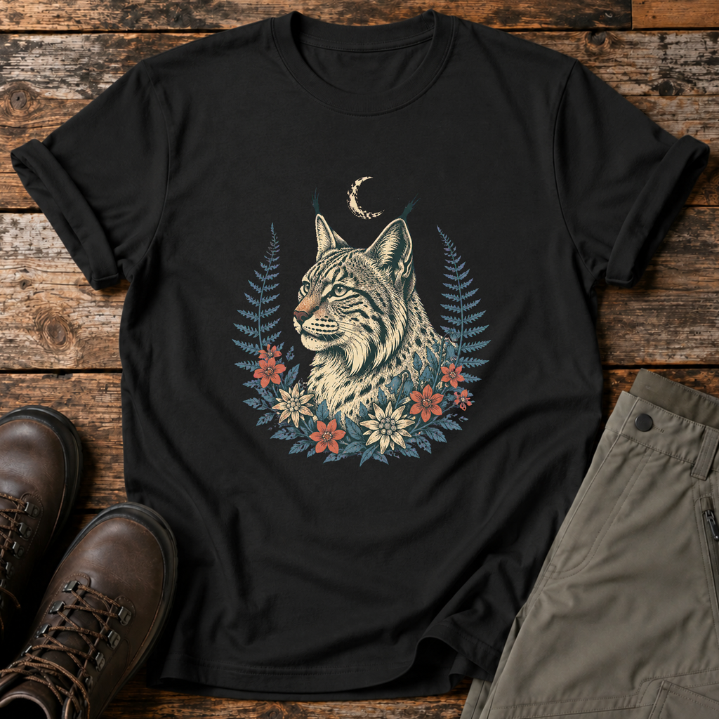 Luchs im Farnkranz T-shirt