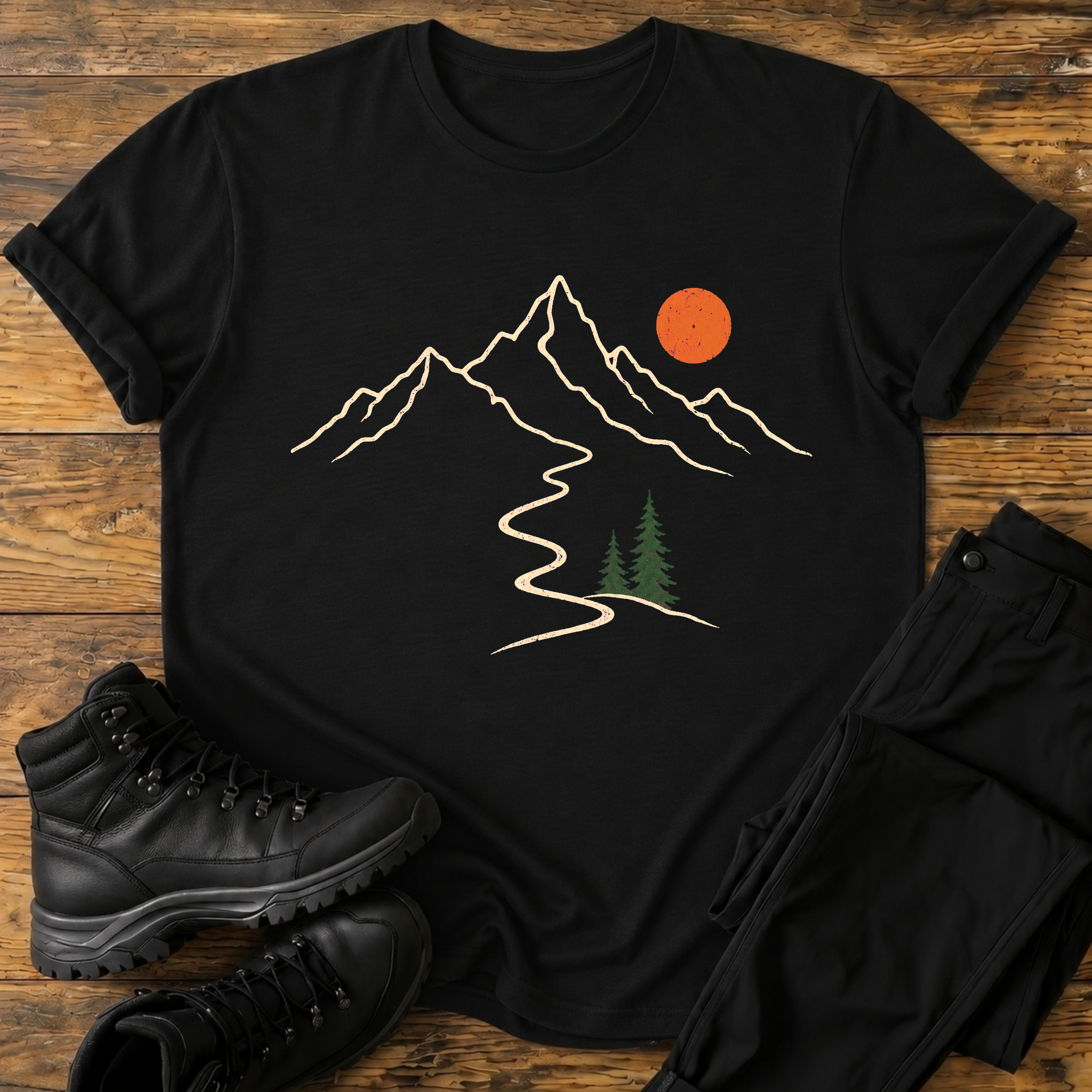 Minimalistischer Bergpfad T-Shirt