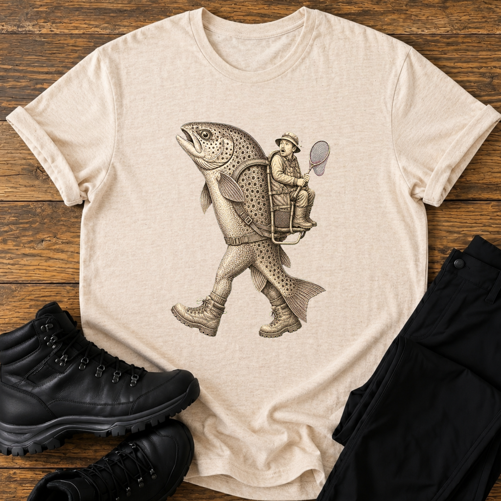 Fisch trägt Angler T-Shirt