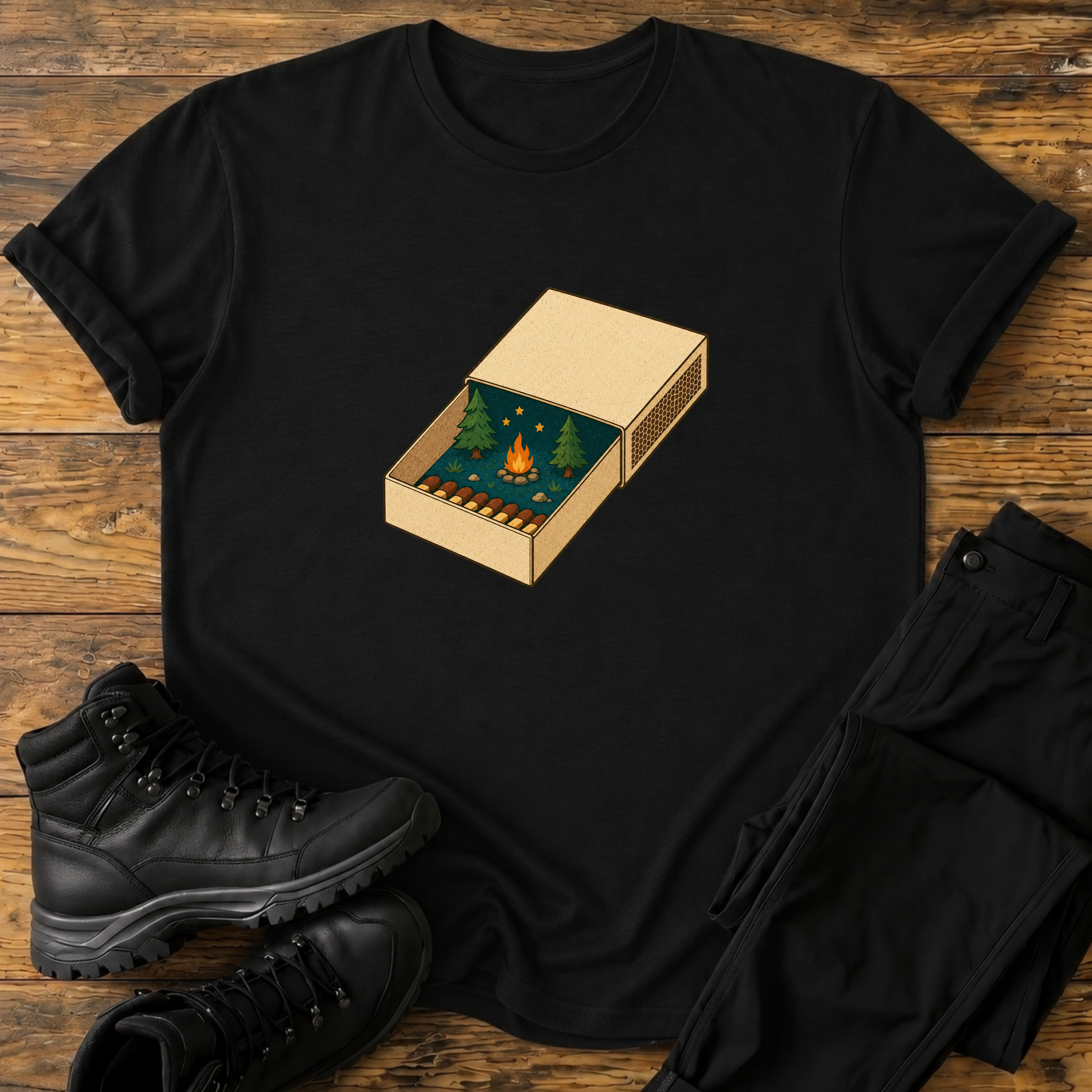 Lagerfeuer in der Streichholzschachte T-Shirt