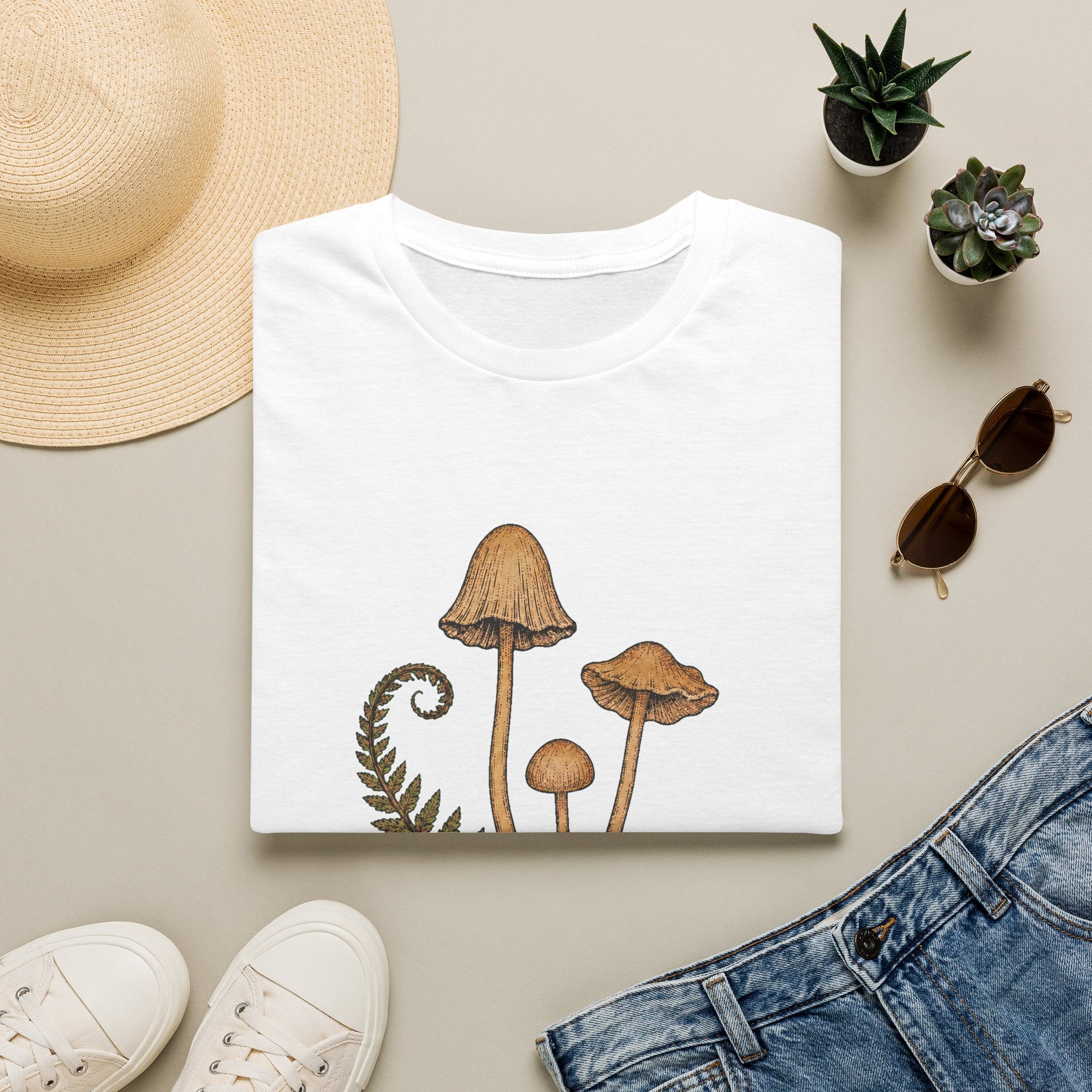 Herbstliche Waldpilze & Farn T-Shirt