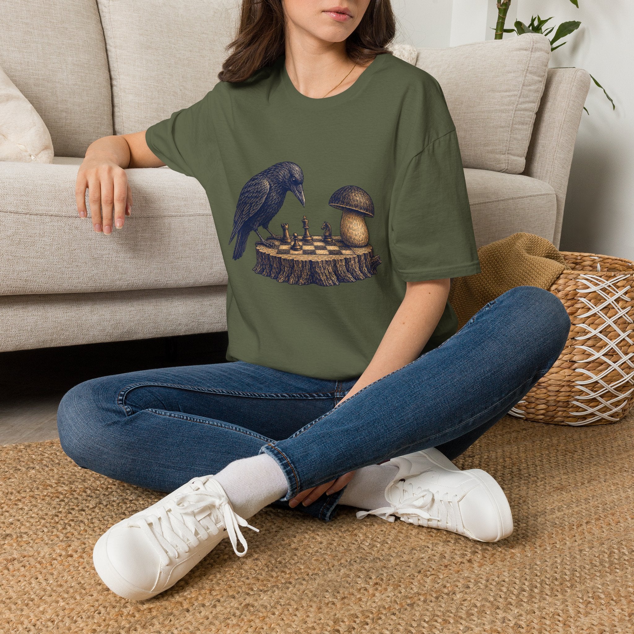 krähe gegen Pilz T-Shirt