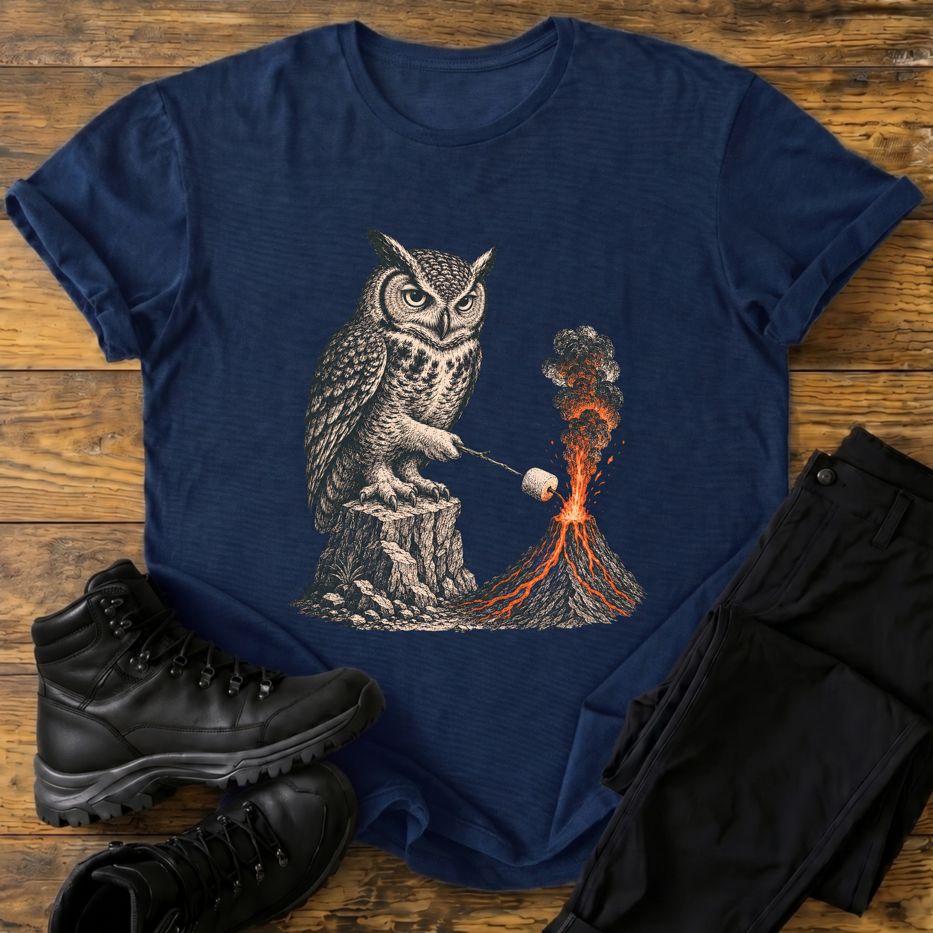 Eule am Vulkan T-Shirt
