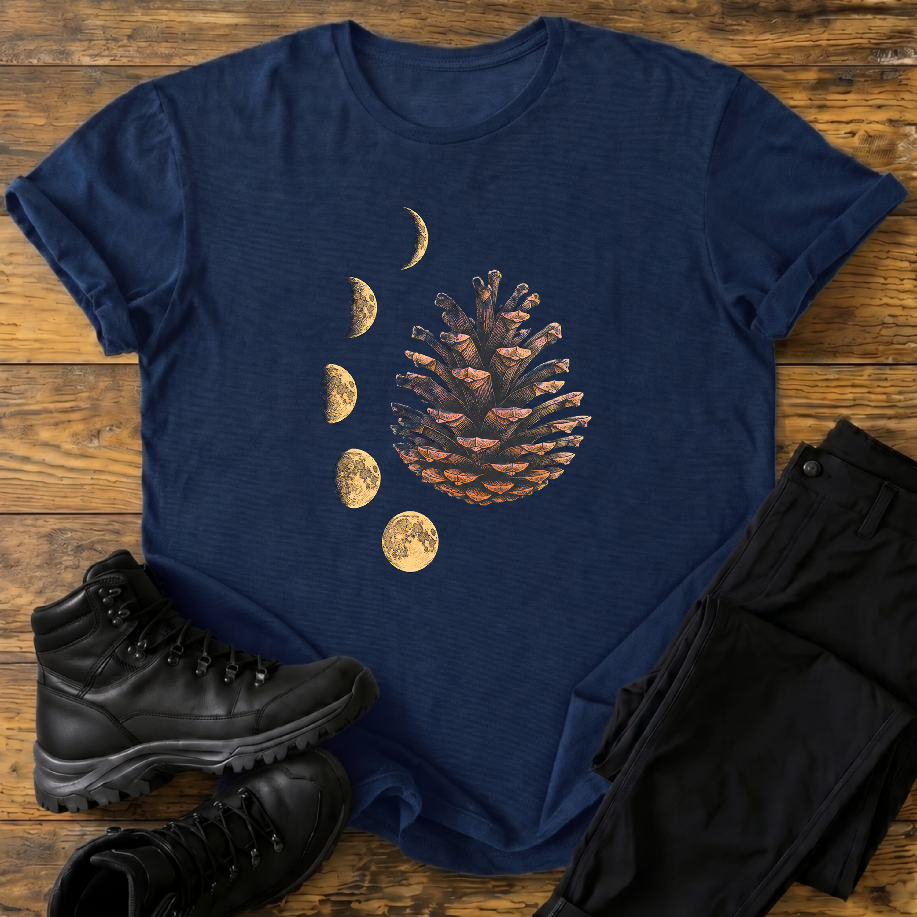 Mondphasen & Tannenzapfen T-Shirt