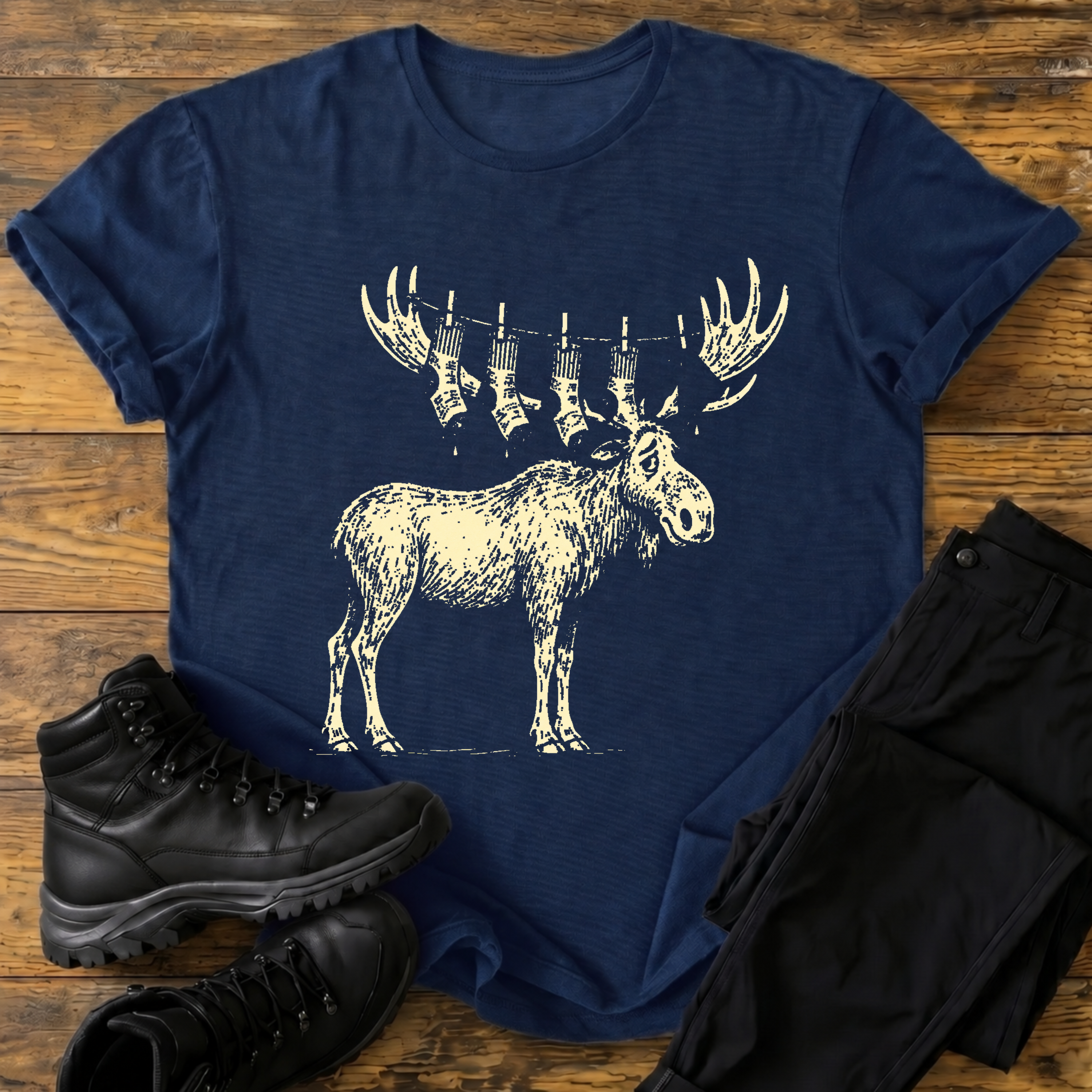 Der Wäscheleinen-Elch T-Shirt