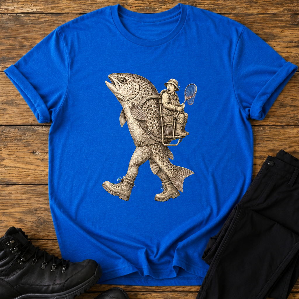Fisch trägt Angler T-Shirt