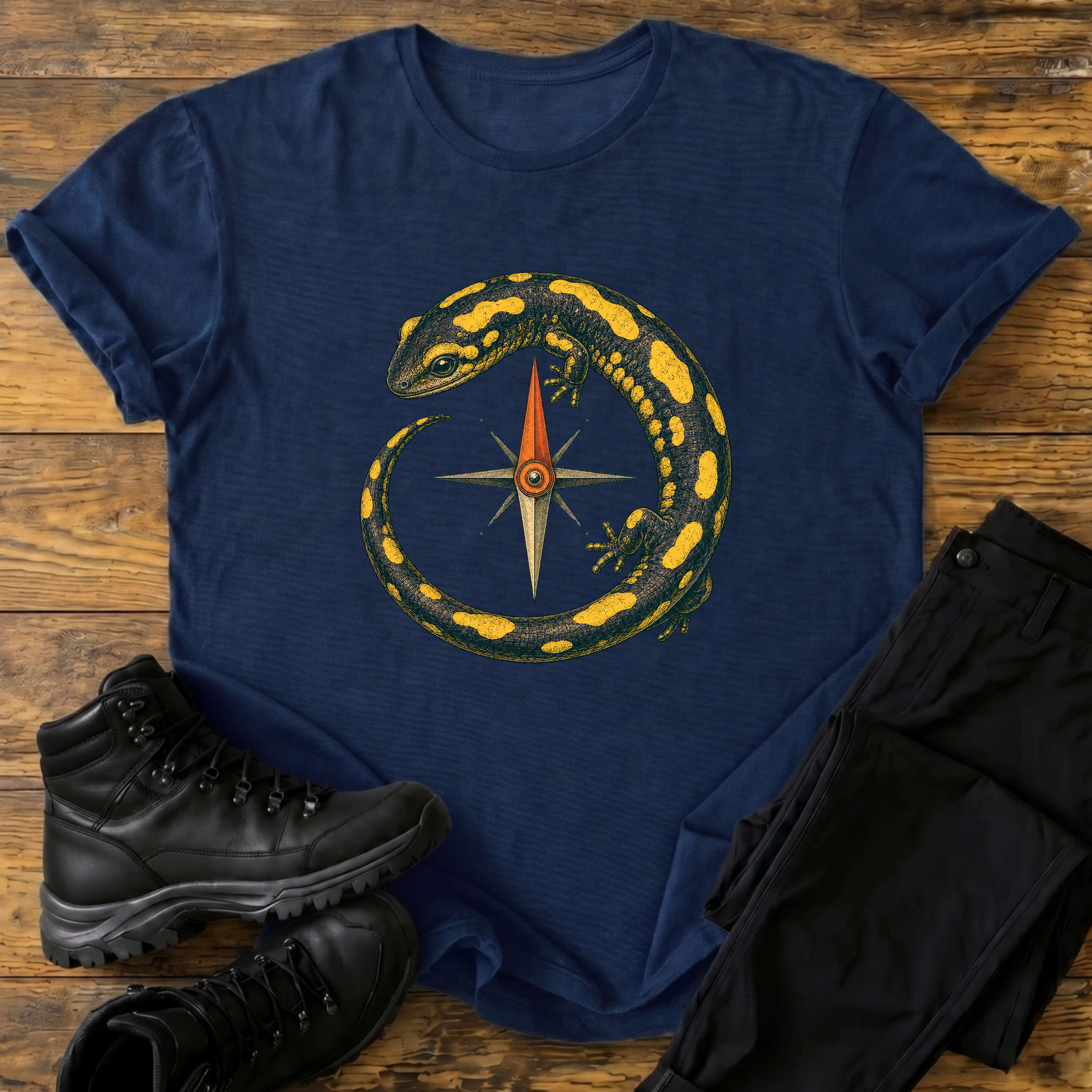 Feuersalamander und Kompass T-Shirt