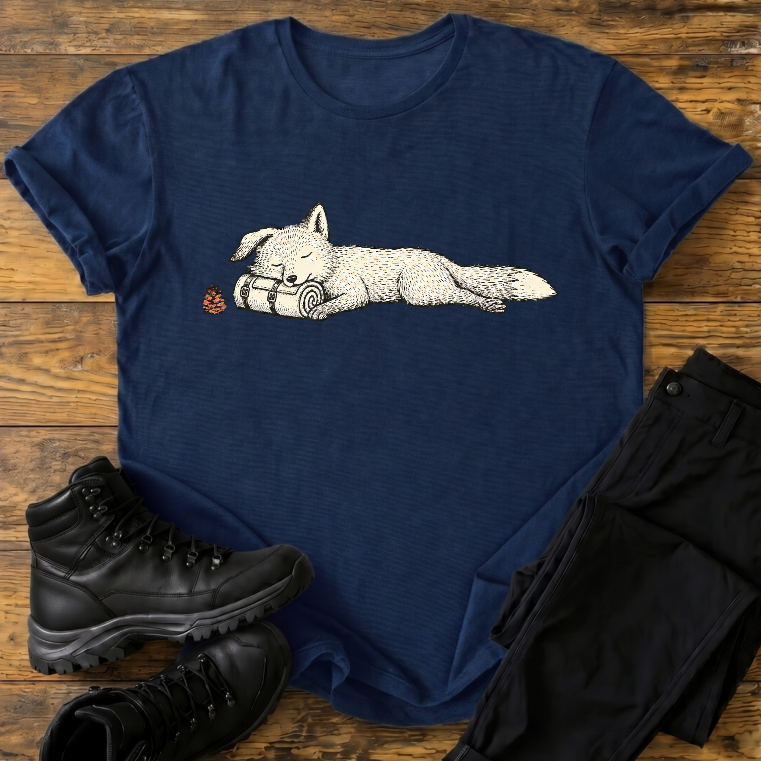 Schlafender Fuchs auf Rucksackrolle T-Shirt