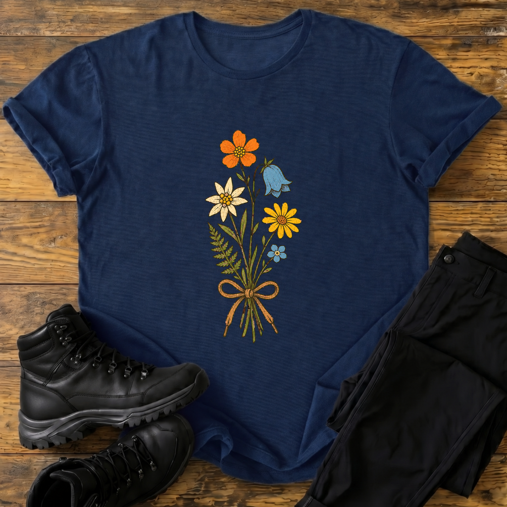 Alpenblumen-Strauß mit Schnürsenkel T-Shirt