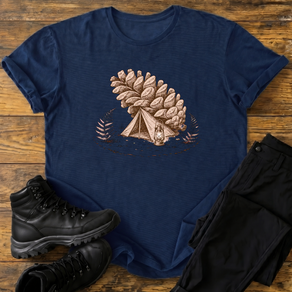 Zelt unter Tannenzapfen T-Shirt