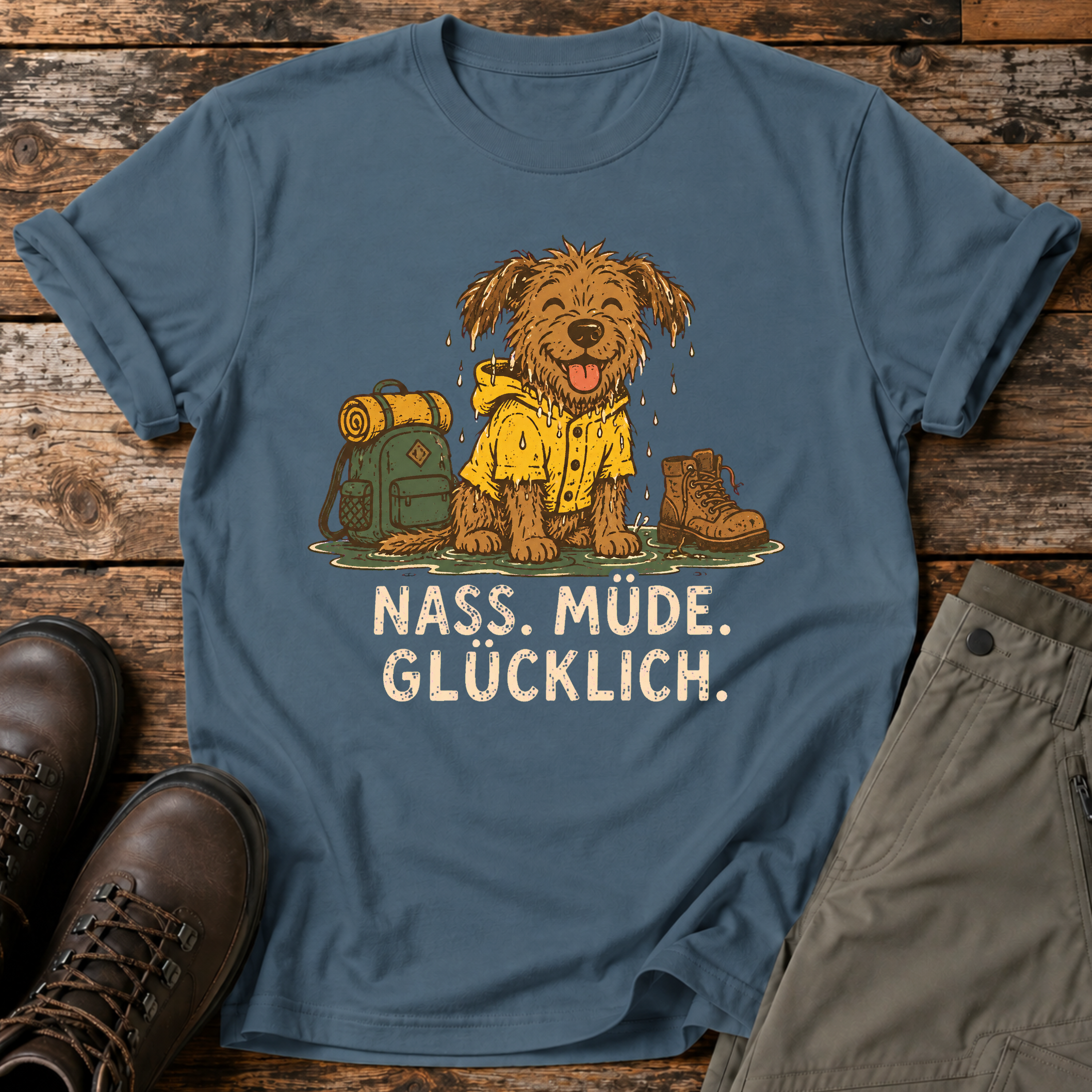 Nass. Müde. Glücklich. T-shirt