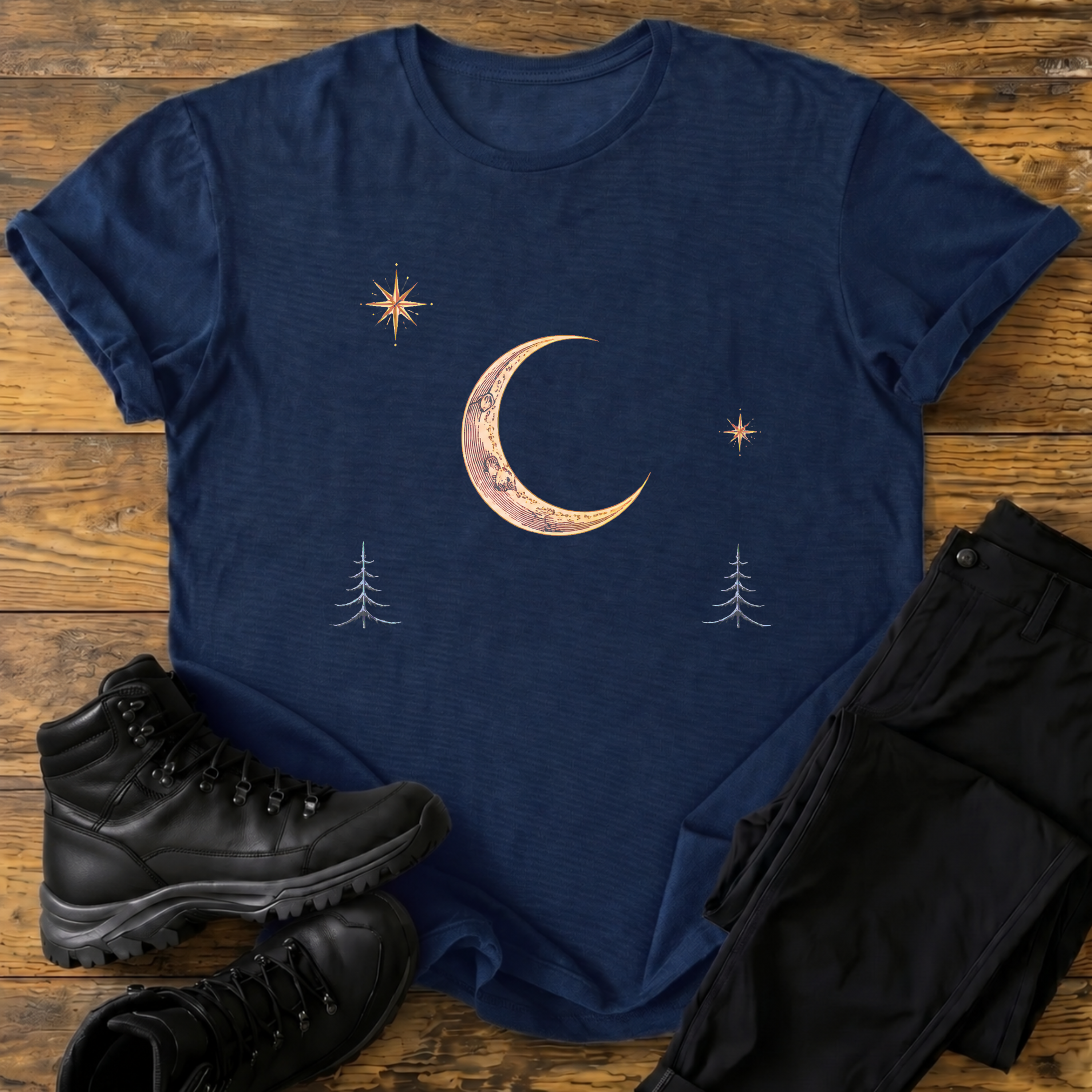 Mondnacht über den Tannen T-Shirt