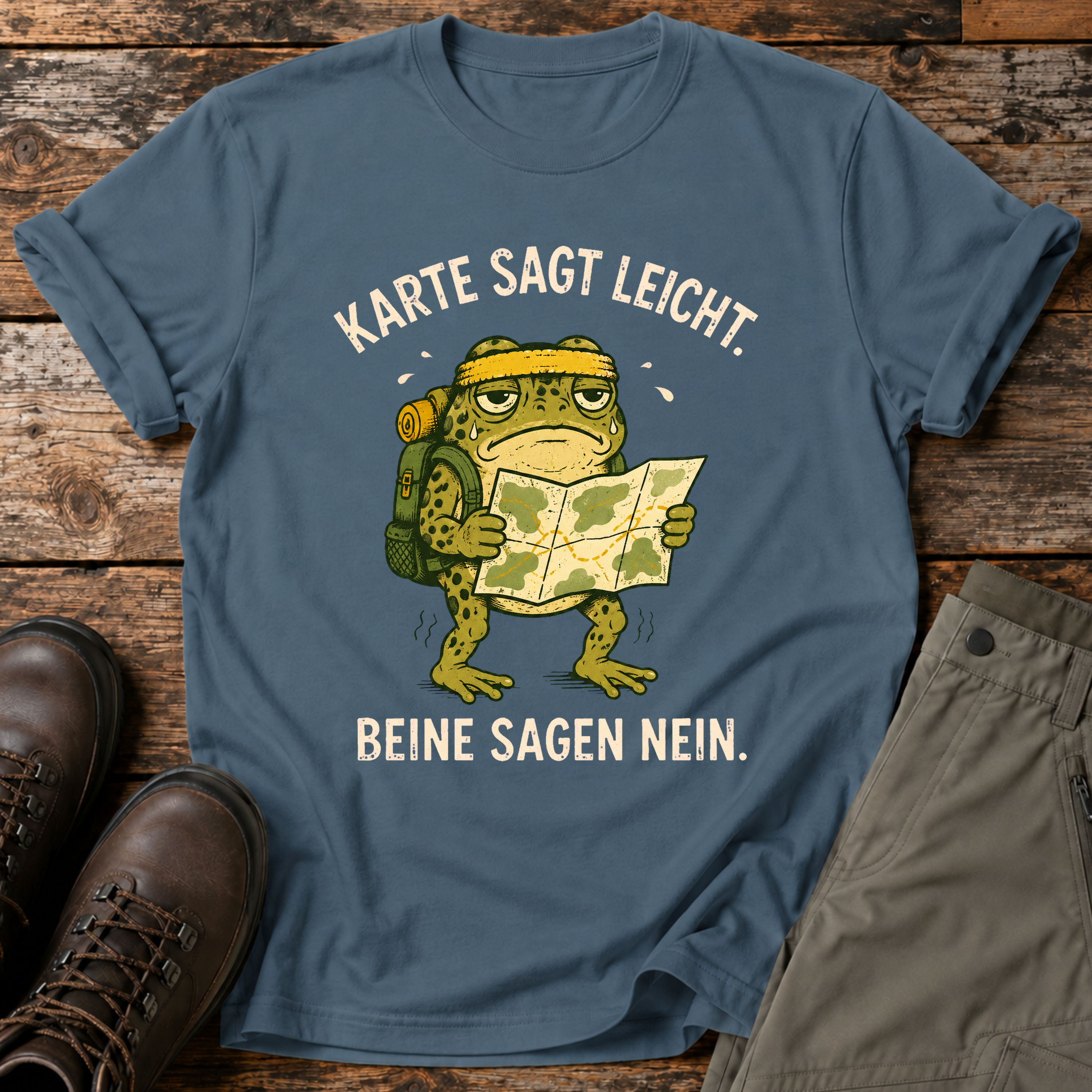 Karte sagt leicht. Beine sagen nein. T-shirt